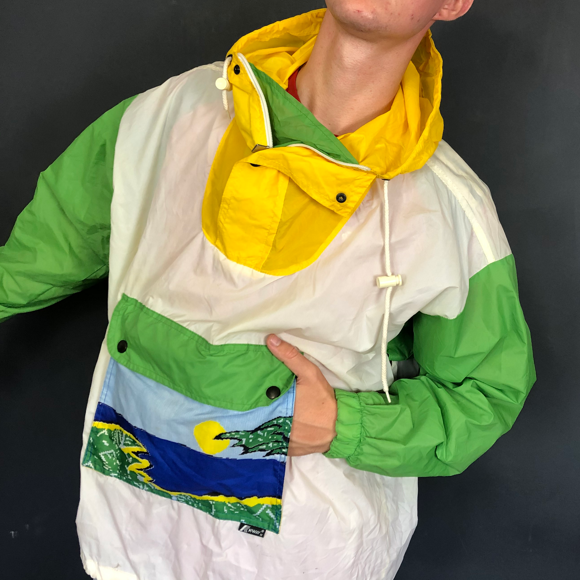 VINTAGE K-Way Island PRINT TRACK JACKET - Large - Vintique Clothing