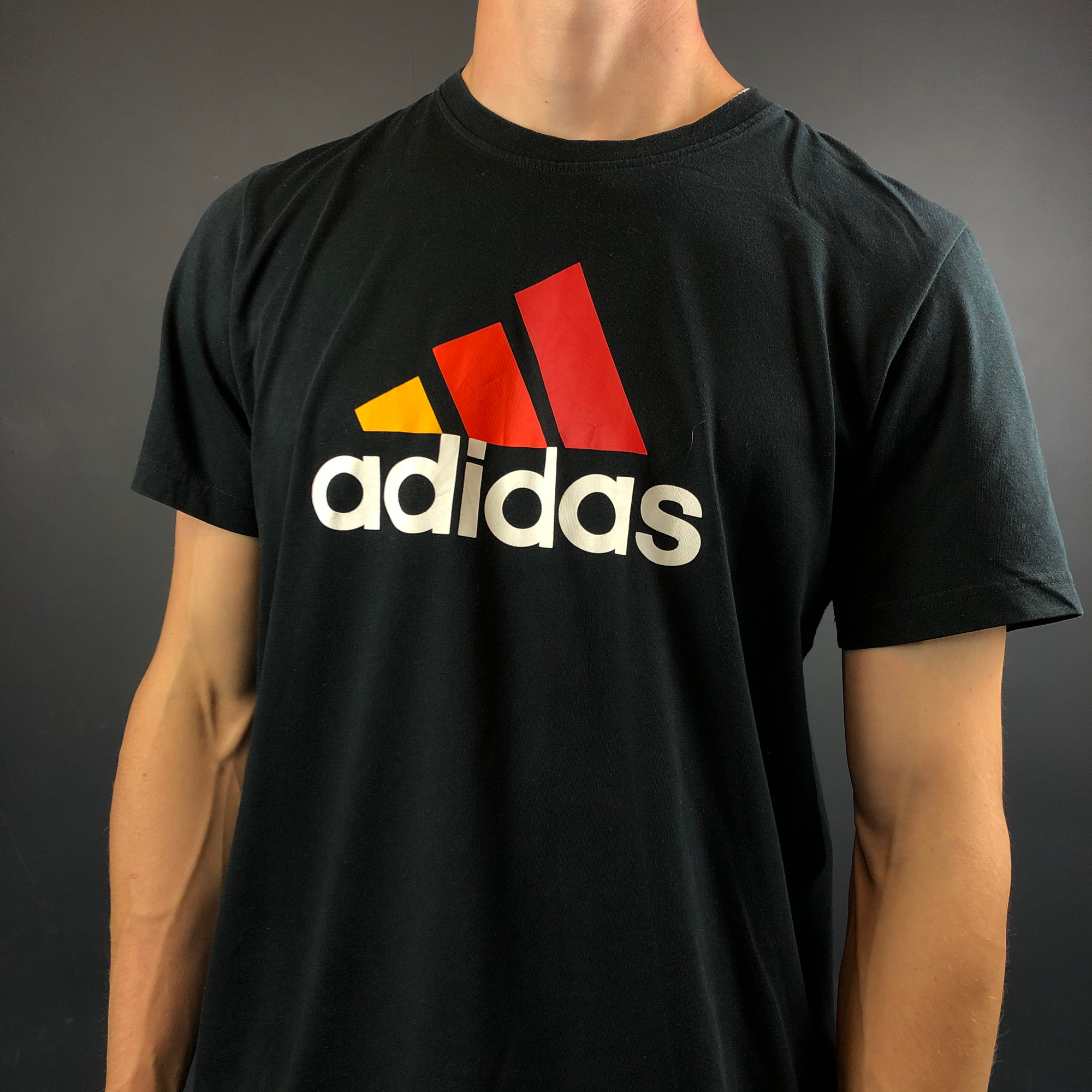 Vintage Adidas Tri-Colour Logo T-Shirt - Large - Vintique Clothing