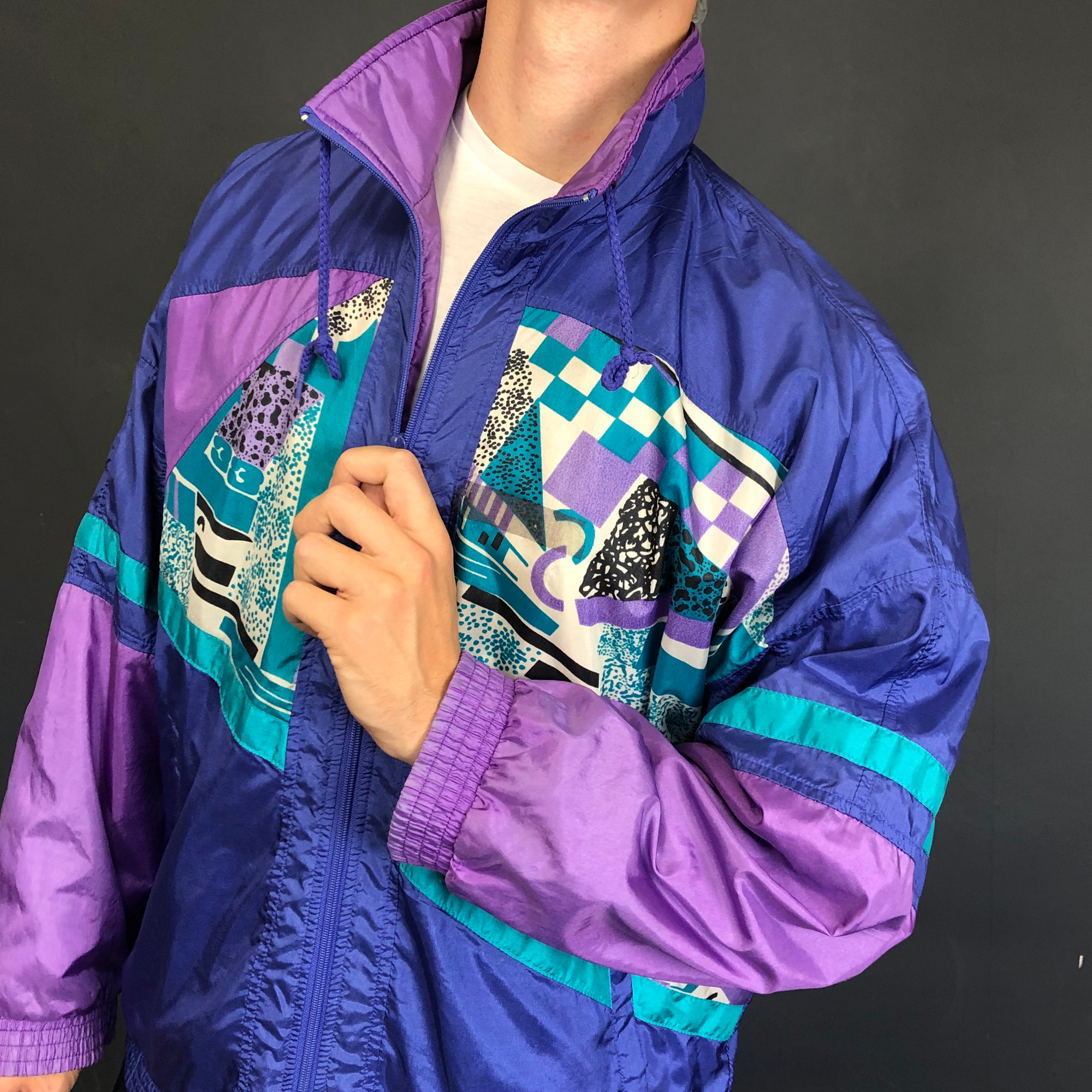 Vintage crazy Print Track Jacket - XL - Vintique Clothing