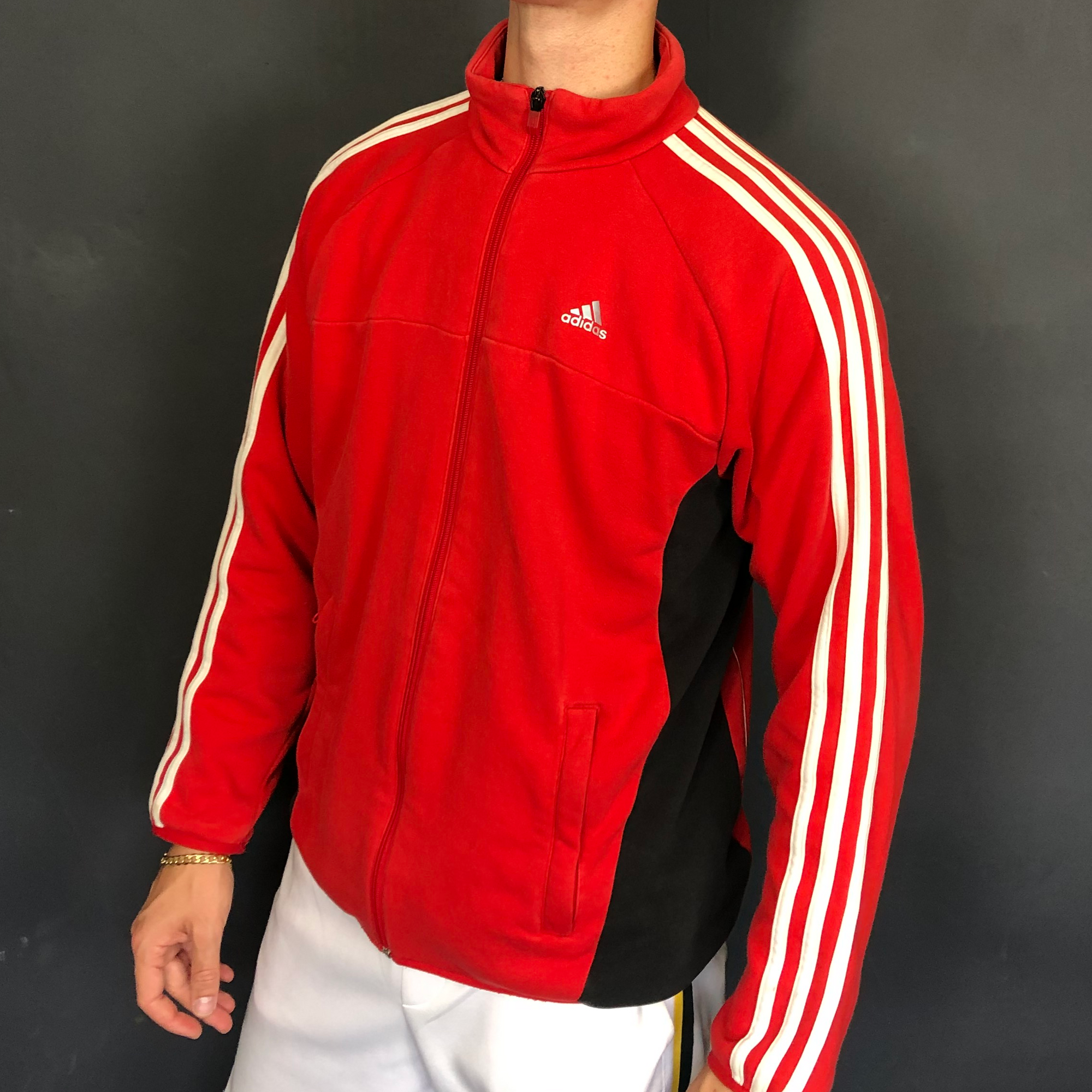 VINTAGE ADIDAS ClimaLite Cotton TRACK JACKET - LARGE - Vintique Clothing