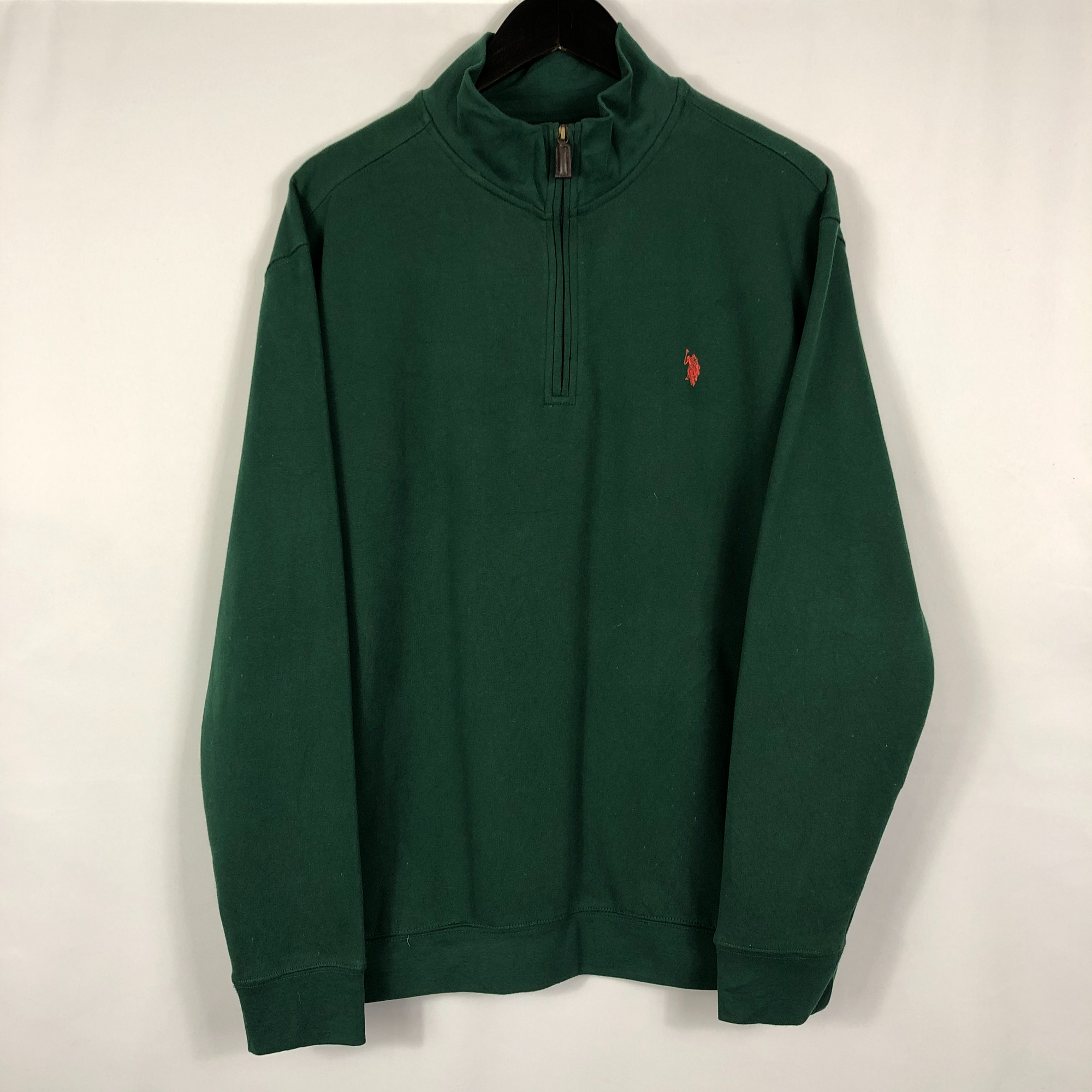Vintage US Polo Association 1/4 Zip Sweatshirt in Green - Men's Large/Women's XL