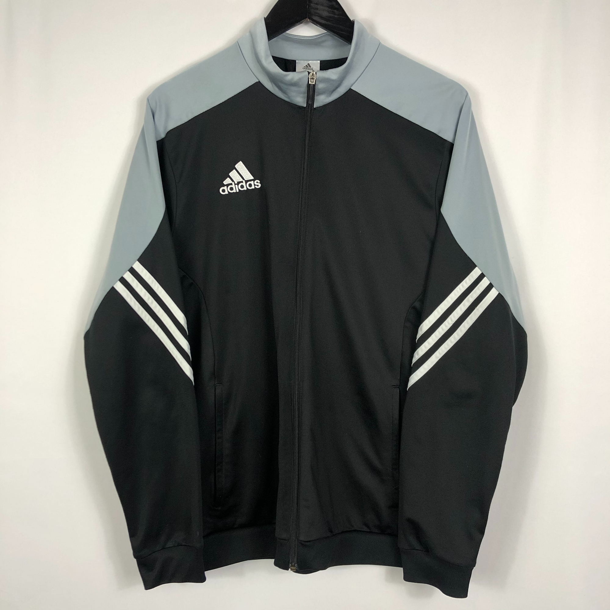 Vintage Adidas Track Jacket in Grey & Black - Men's Medium/Women's Large