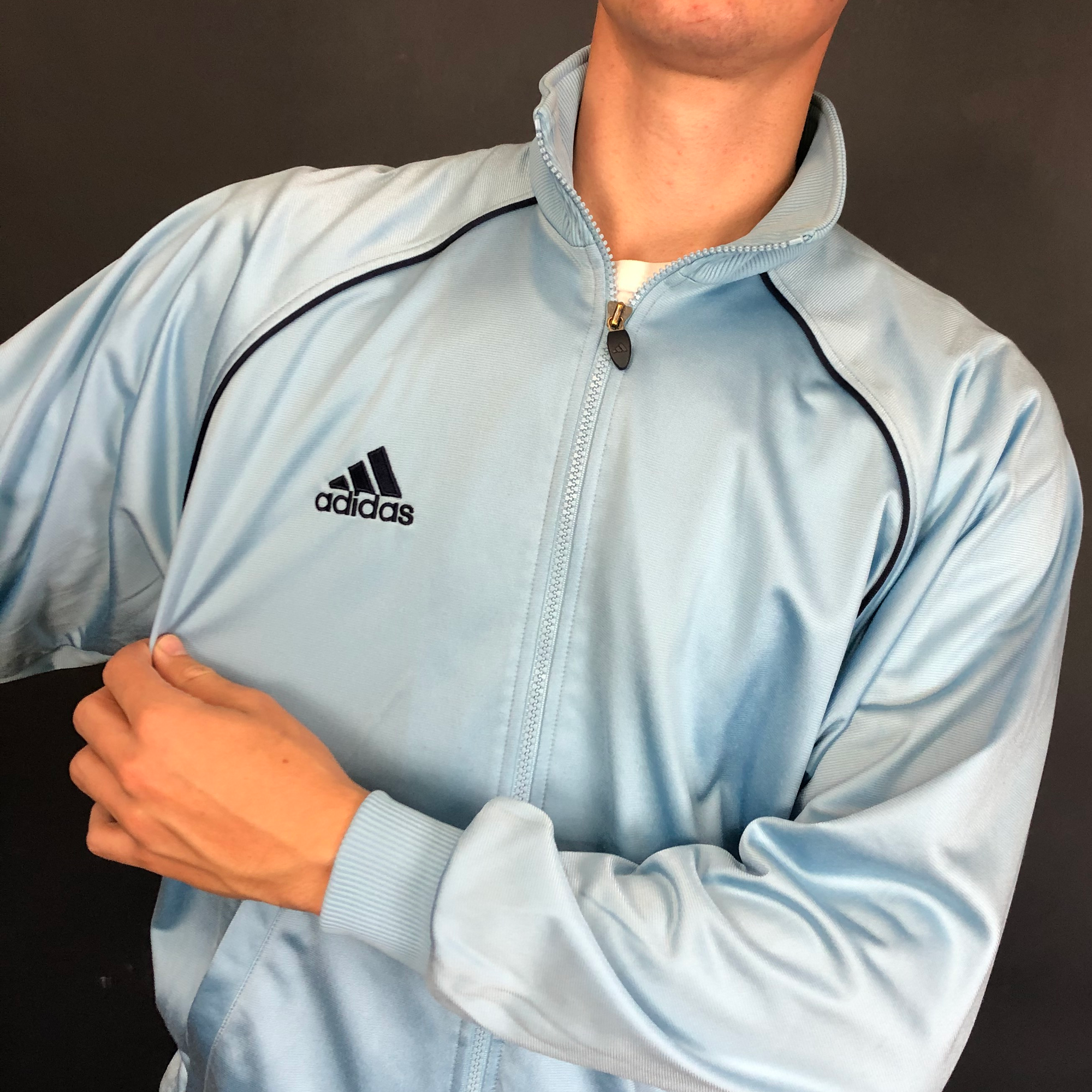 Vintage Baby Blue Adidas Track Jacket - Medium - Vintique Clothing