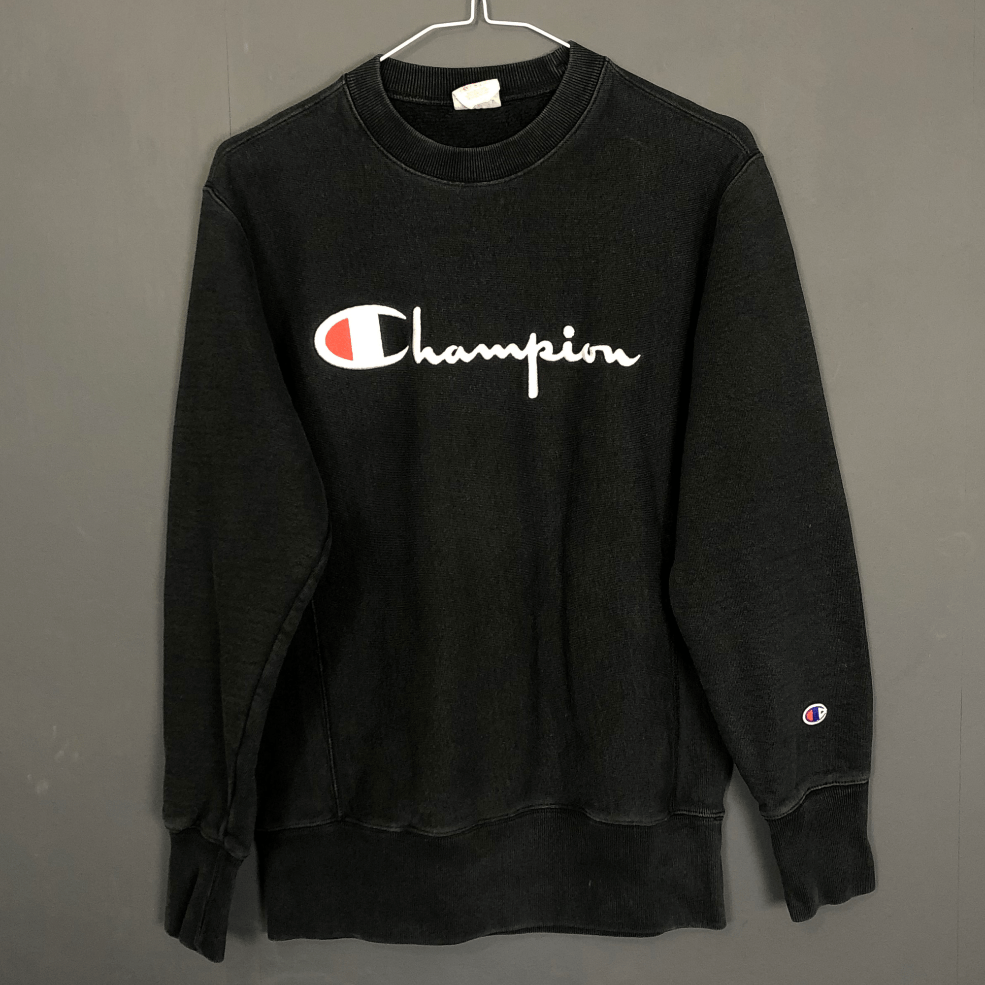 VINTAGE CHAMPION SWEATSHIRT WITH BIG EMBROIDERED SPELLOUT - Vintique Clothing