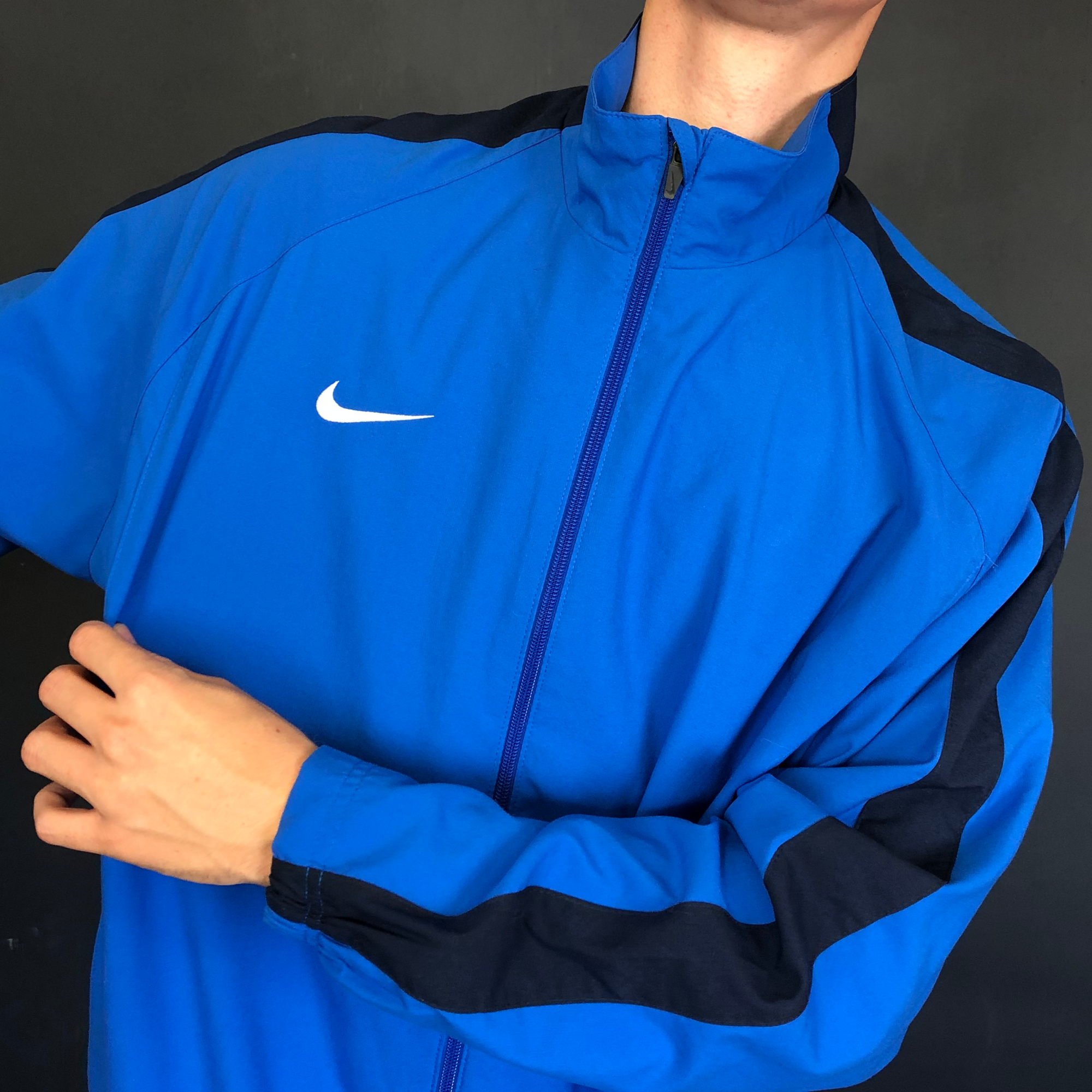 VINTAGE NIKE TRACK JACKET WITH EMBROIDERED LOGO - LARGE - Vintique Clothing
