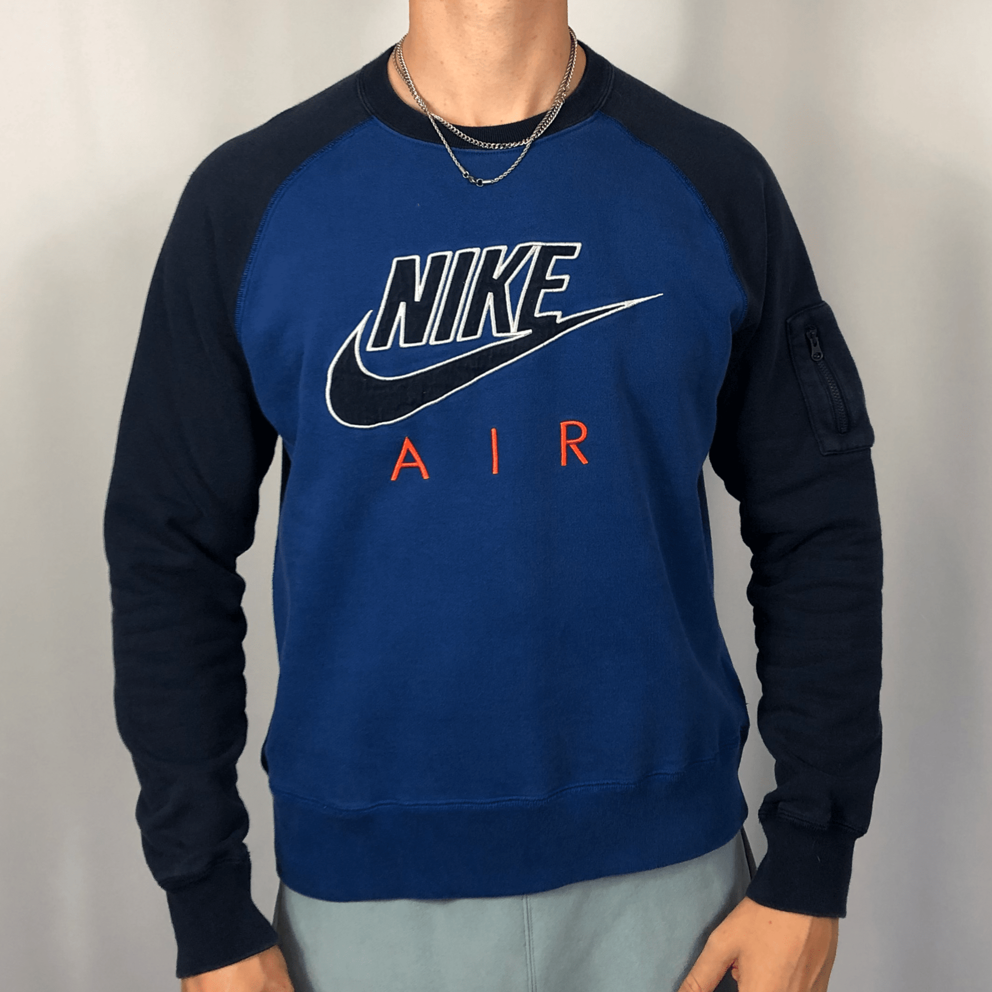 Vintage Nike Air Sweatshirt in Blue, Navy & Orange - Small/Medium - Vintique Clothing