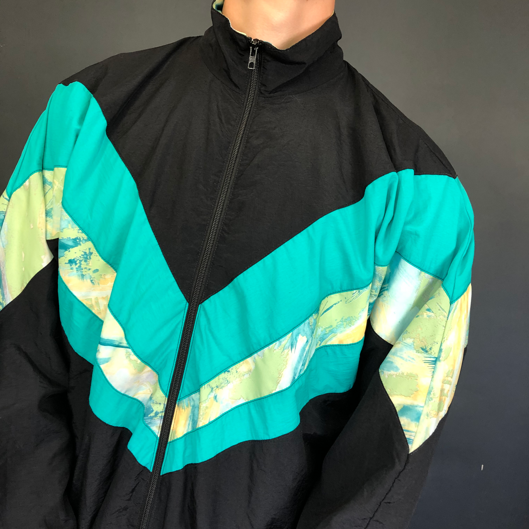 VINTAGE Crazy Print TRACK JACKET - Large - Vintique Clothing
