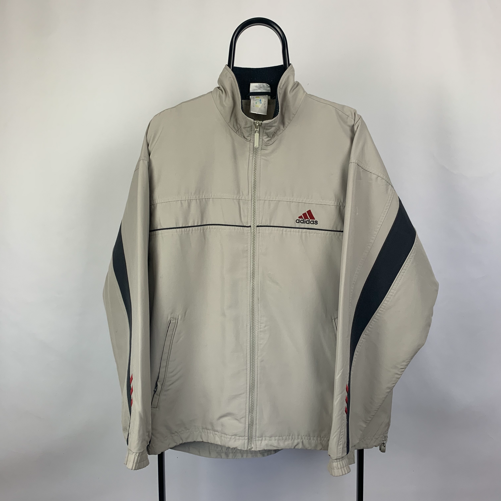 Vintage Adidas Track Jacket in Beige - Men's Medium/Women's Large