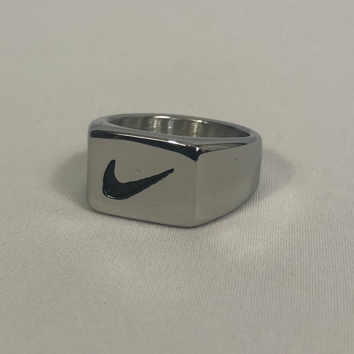 Square Swoosh Ring in Silver
