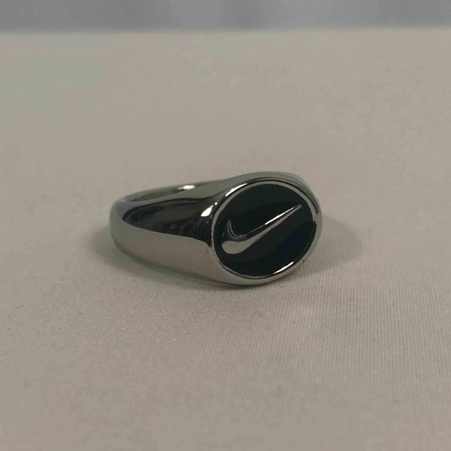 Oval Swoosh Ring in Silver