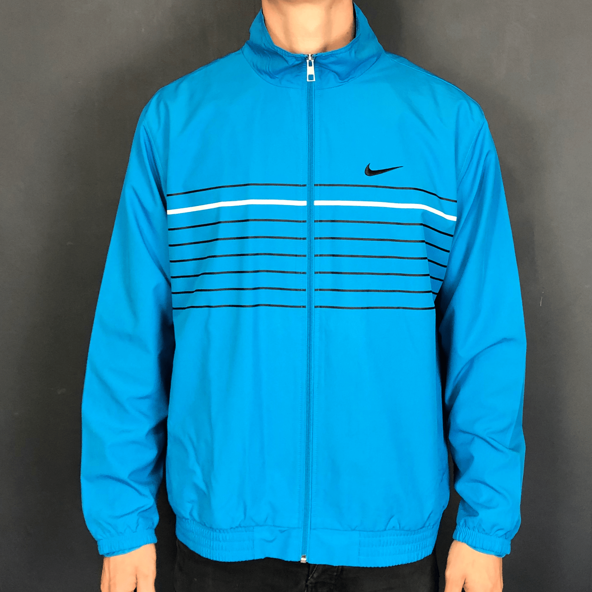 VINTAGE NIKE TRACK JACKET WITH EMBROIDERED LOGO - Large - Vintique Clothing