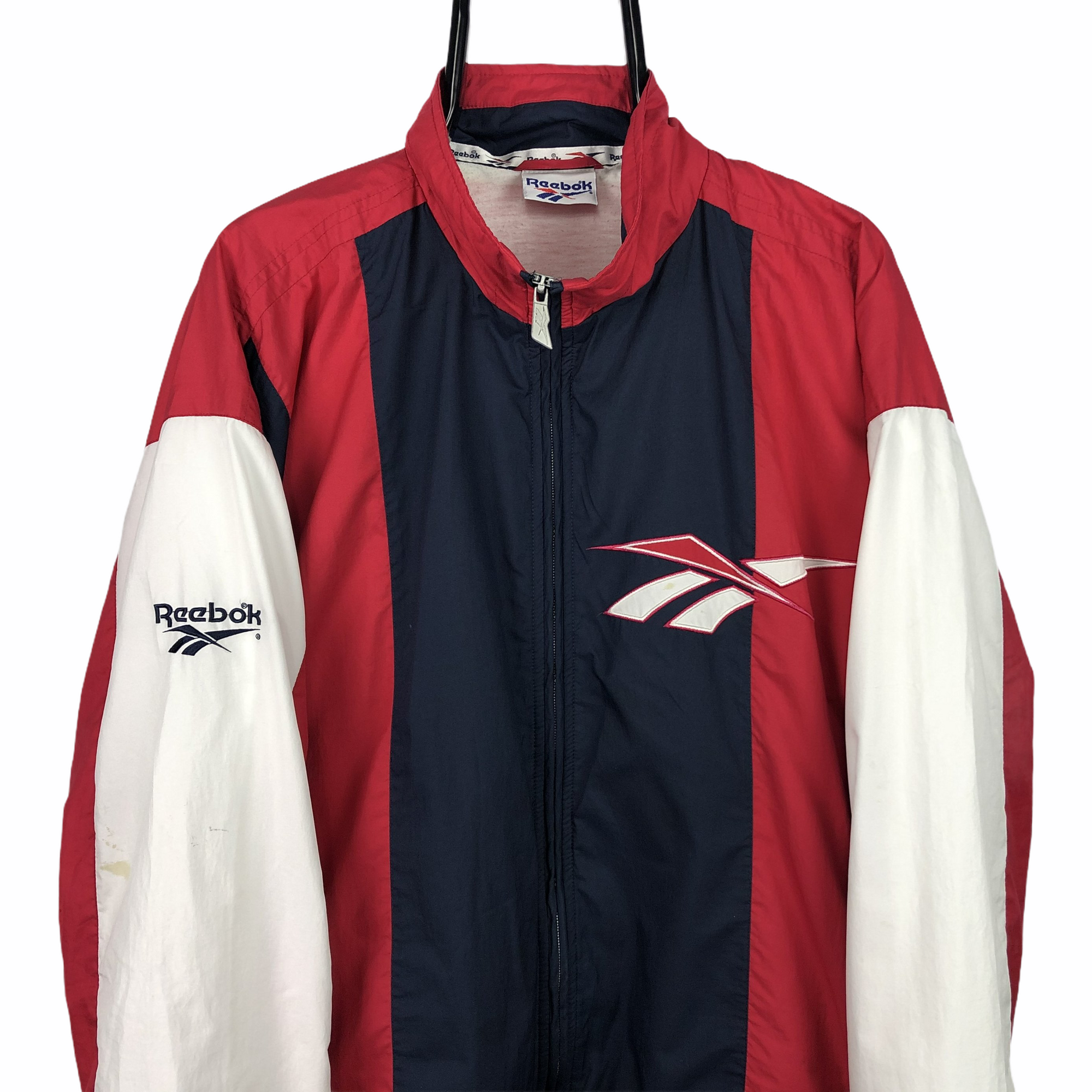 Vintage 90s Reebok Track Jacket in Red/White/Navy - Men's Large/Women's XL