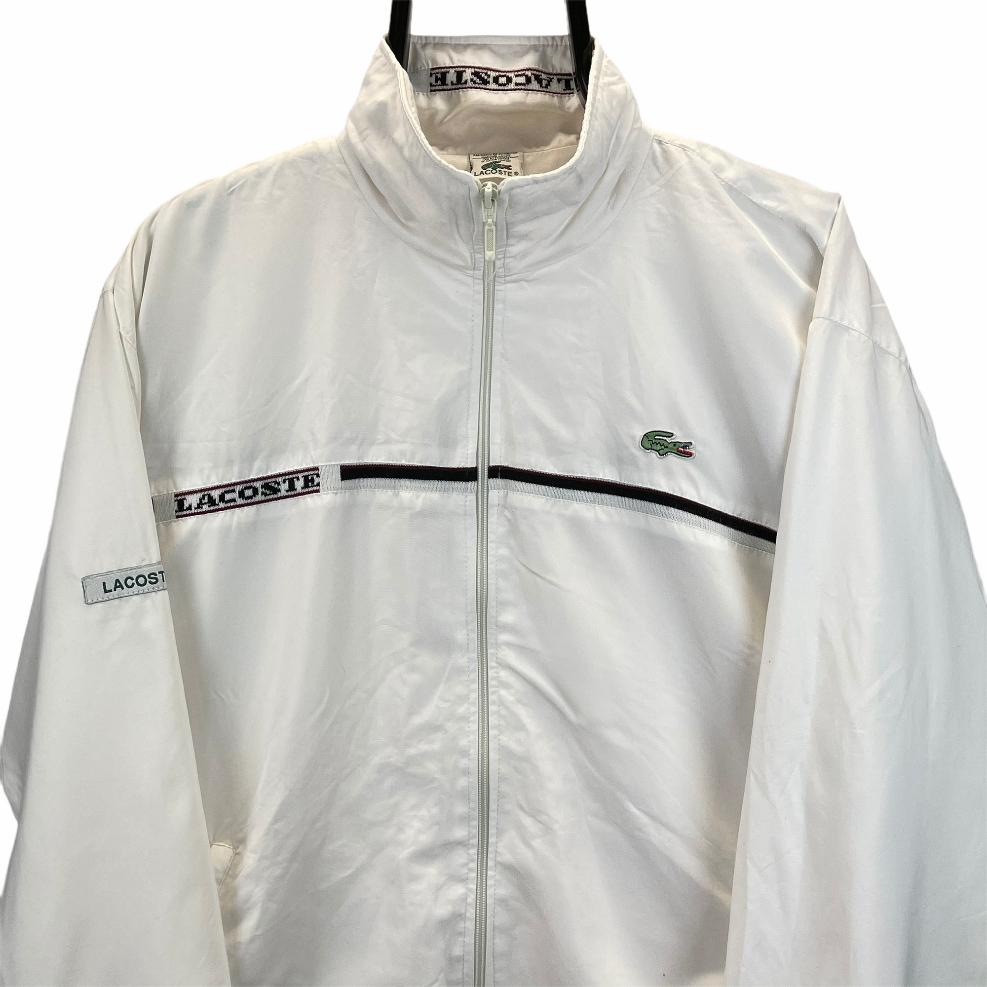 Vintage Lacoste Jacket in White - Men's Large/Women's XL