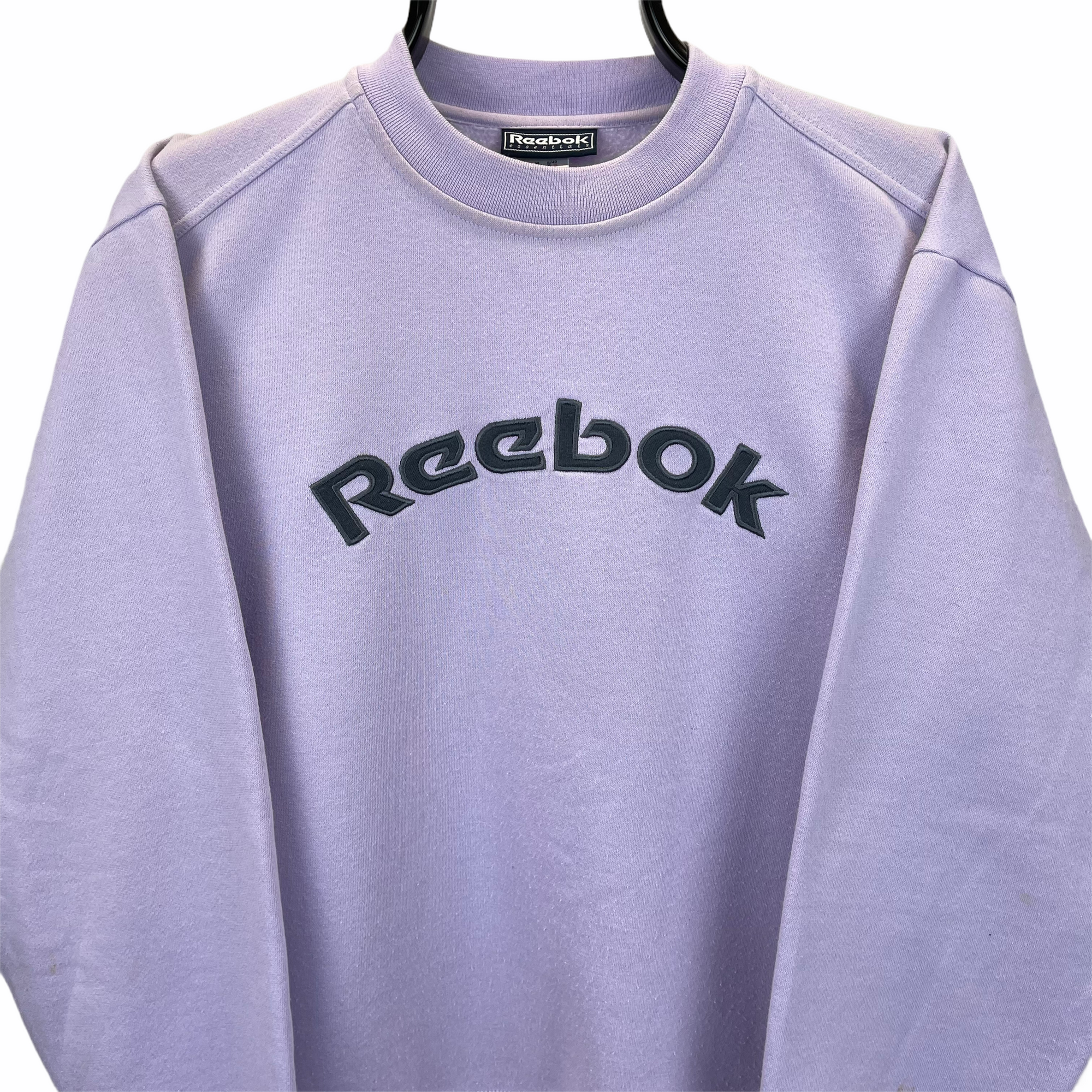 Vintage 90s Reebok Spellout Sweatshirt in Lilac - Men's Small/Women's Medium
