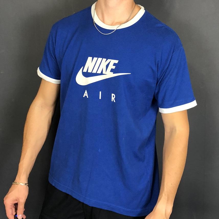 Vintage Nike Air T-Shirt in Blue & White - Medium - Vintique Clothing