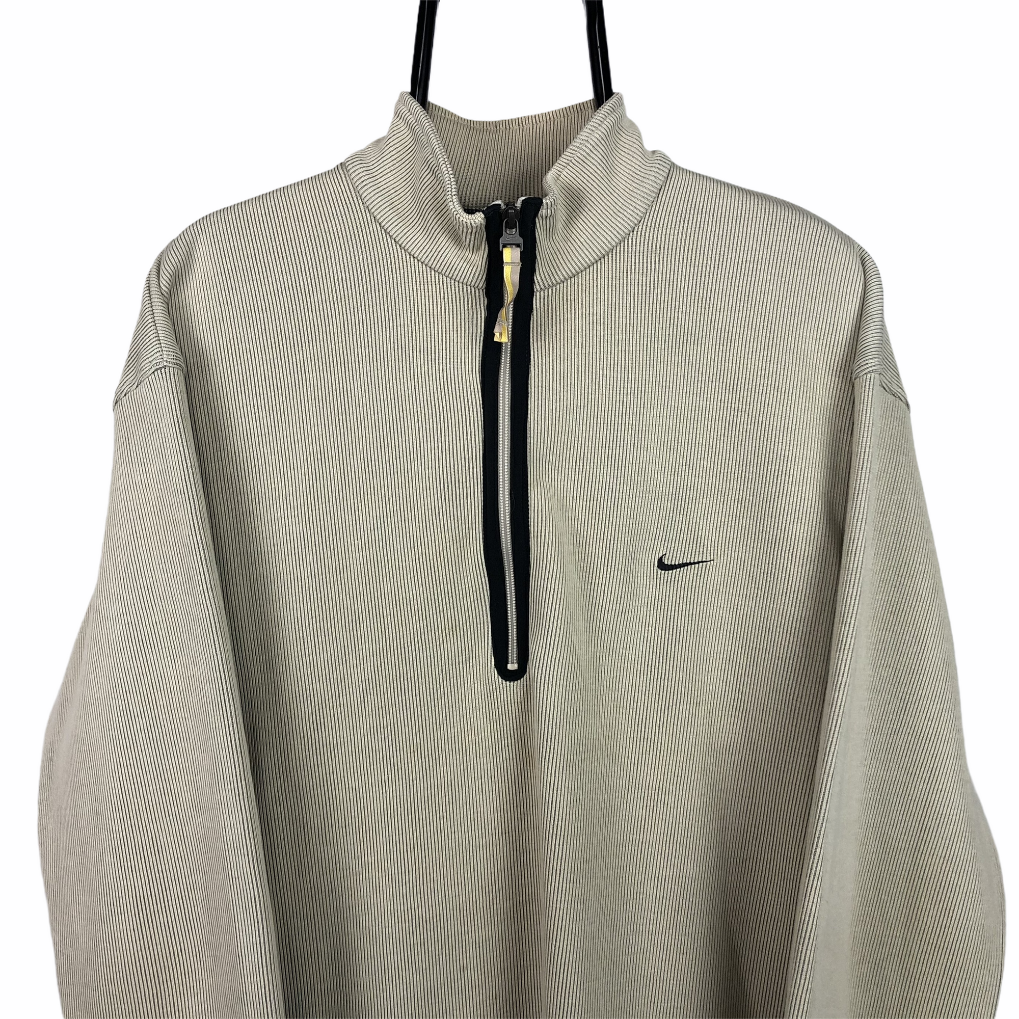 Vintage Nike 1/4 Zip Corduroy Sweatshirt in Beige - Men's XL/Women's XXL