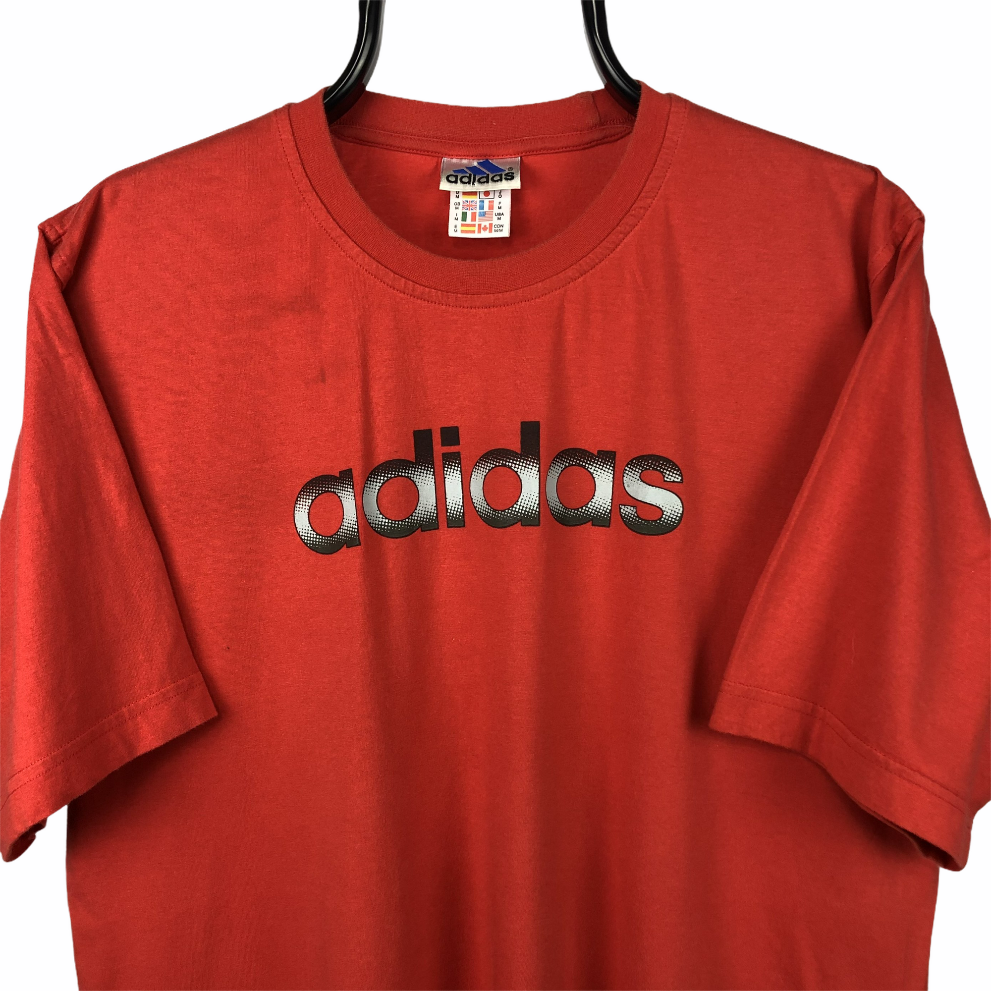 Vintage 90s Adidas Spellout Tee in Red - Men's Large/Women's XL