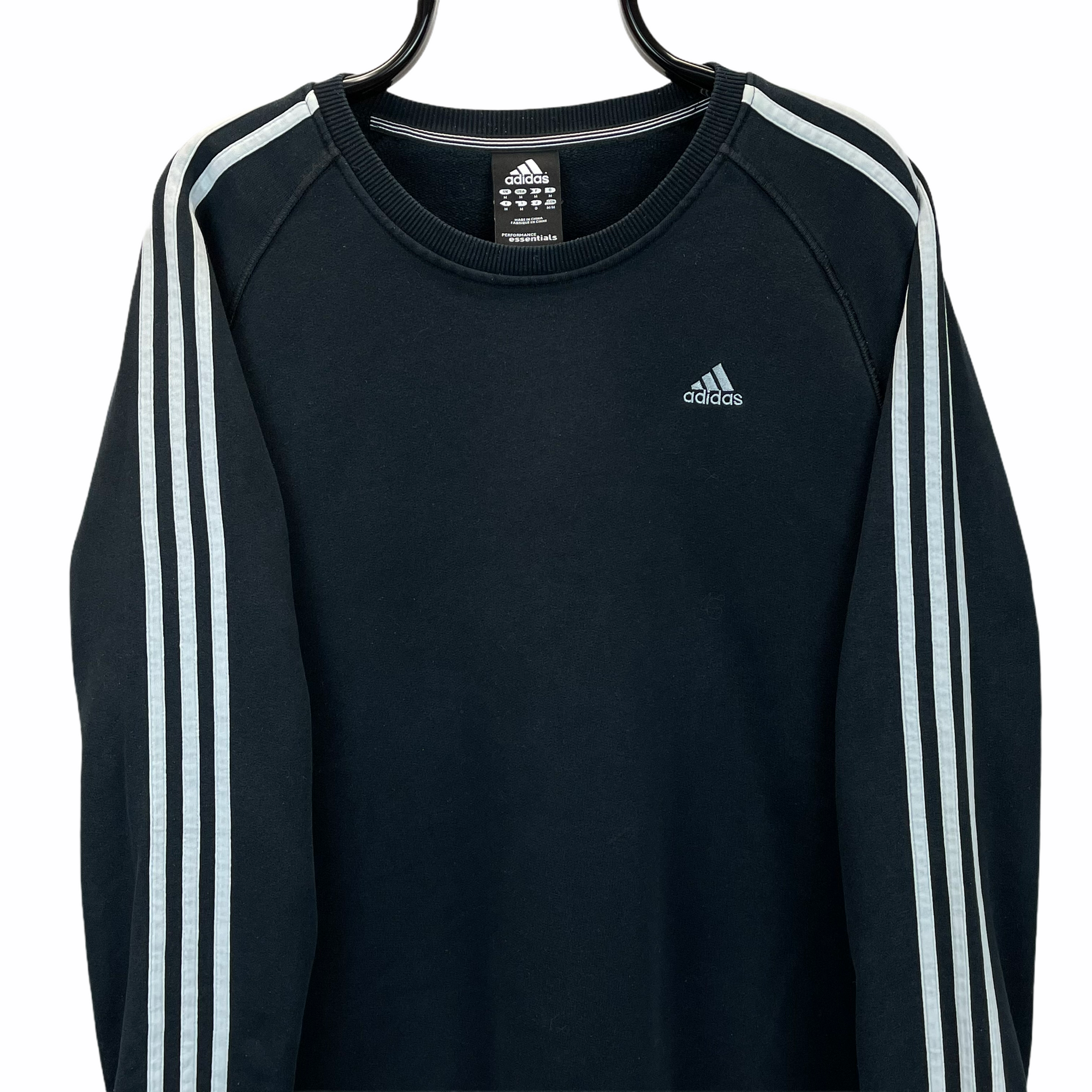 ADIDAS EMBROIDERED SMALL LOGO SWEATSHIRT IN BLACK & WHITE - MEN'S MEDIUM/WOMEN'S LARGE