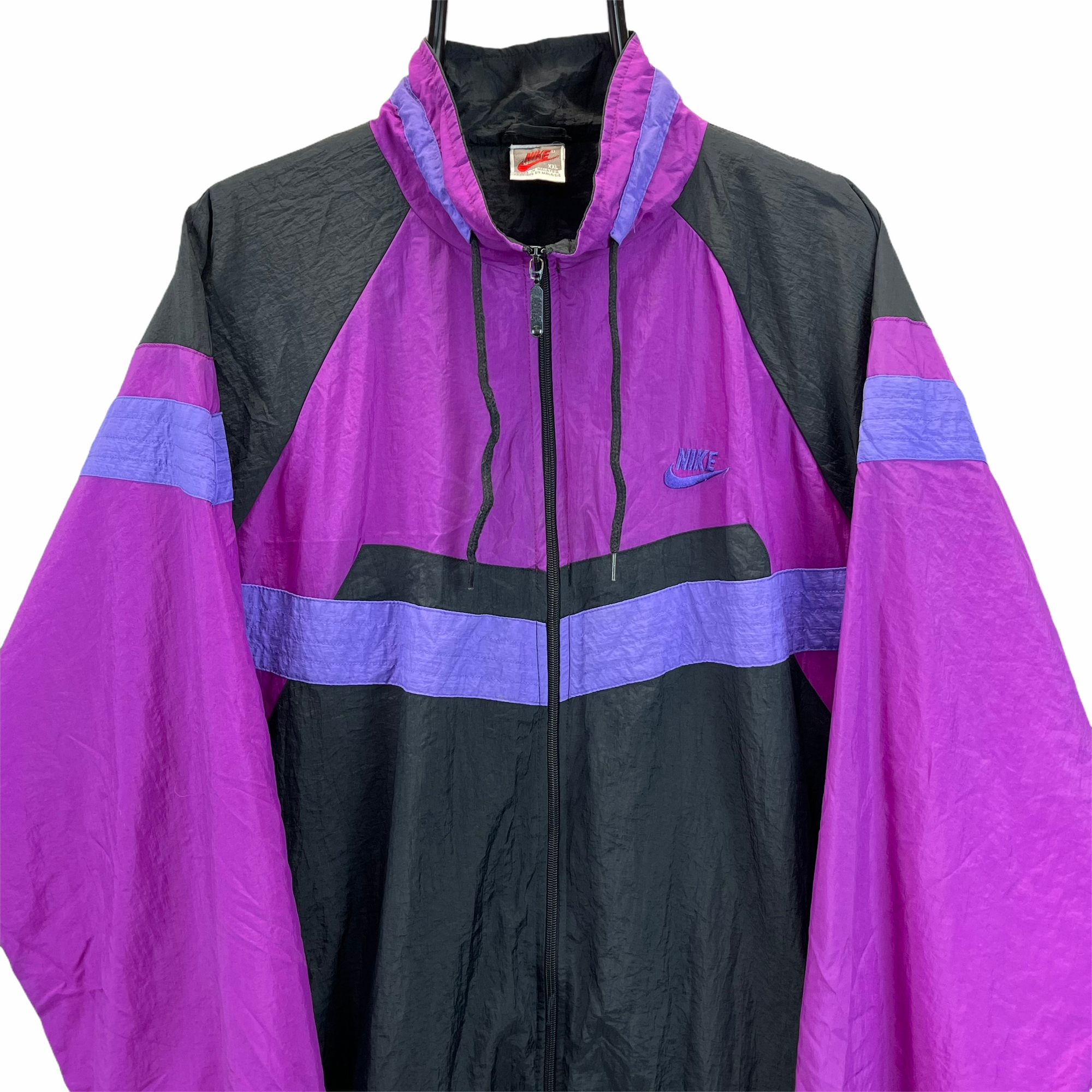 Vintage 80s Nike Track Jacket in Purple & Black - Men's XXL/Women's XXXL