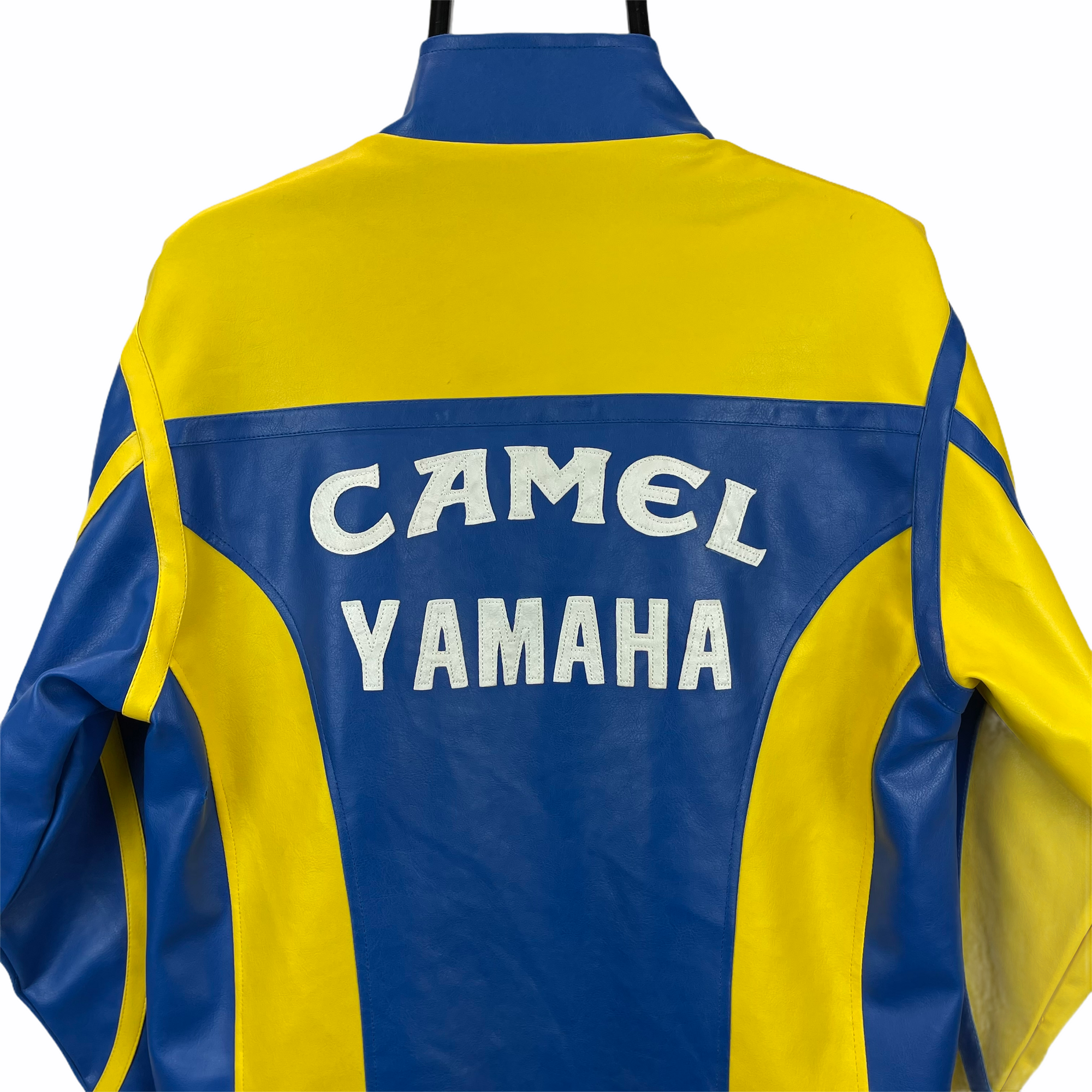 VINTAGE CAMEL X YAMAHA FAUX LEATHER RACING JACKET - MEN'S SMALL/WOMEN'S MEDIUM