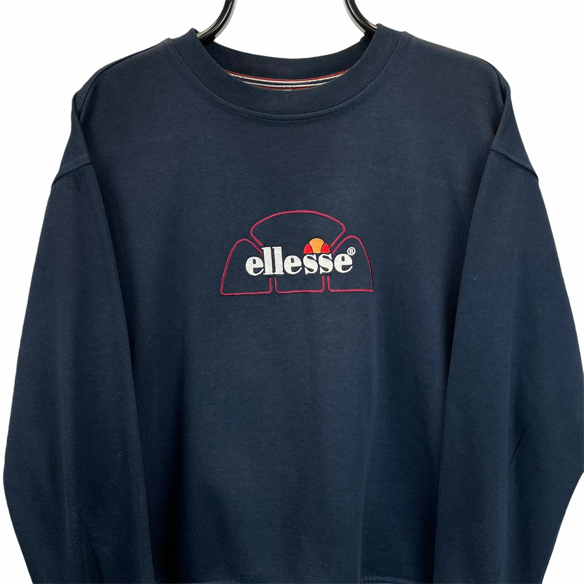 Vintage 90s Ellesse Lightweight Spellout Sweatshirt in Navy - Men's XS/Women's Small