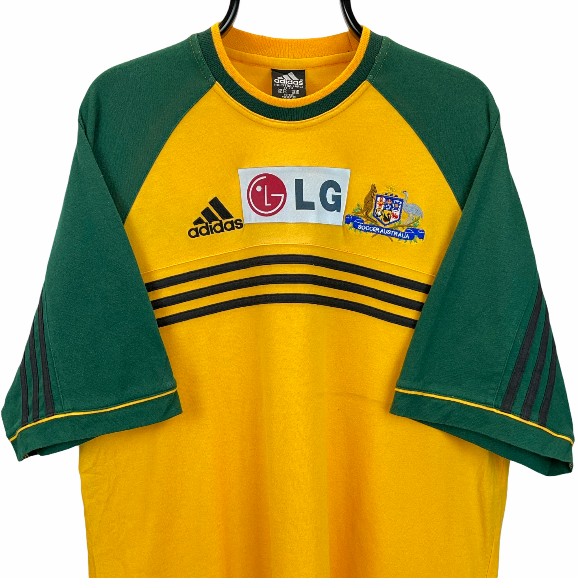 ADIDAS AUSTRALIA SOCCER TEE IN GREEN & YELLOW - MEN'S LARGE/WOMEN'S XL