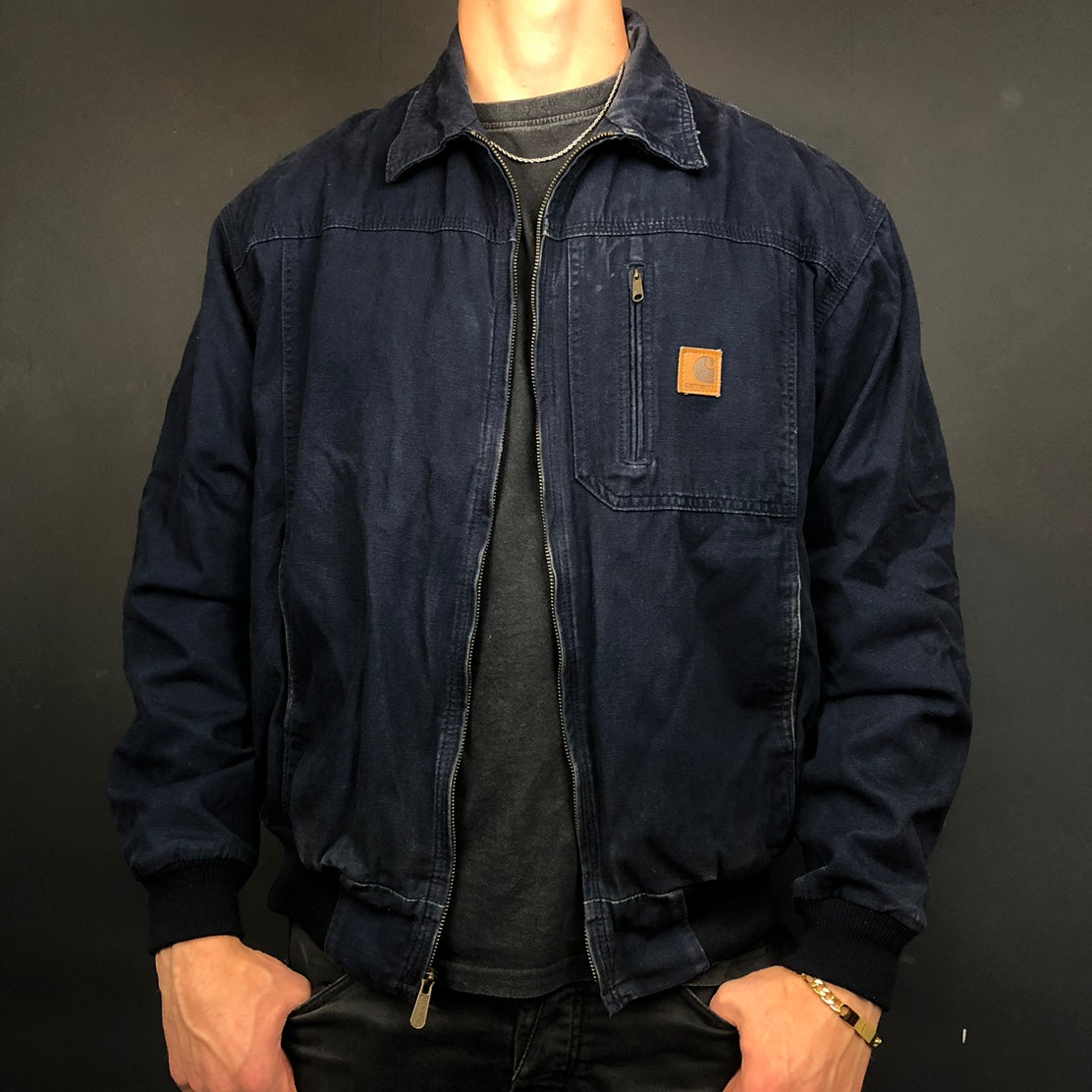 Vintage Navy Carhartt Work / Bomber Jacket - Large