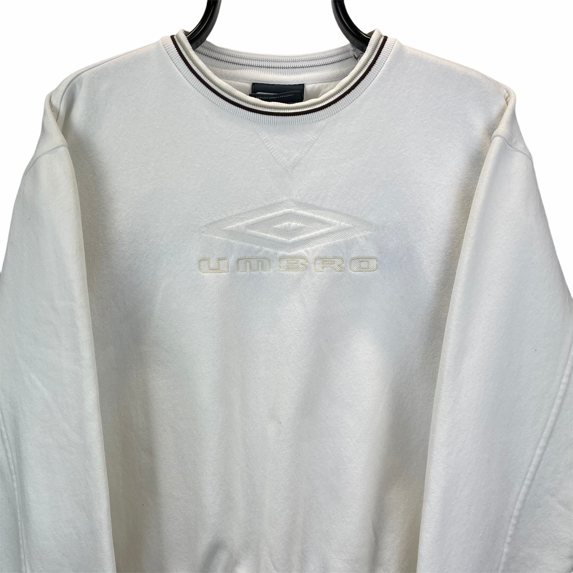 Vintage 90s Umbro Spellout Sweatshirt in White - Men's Small/Women's Medium