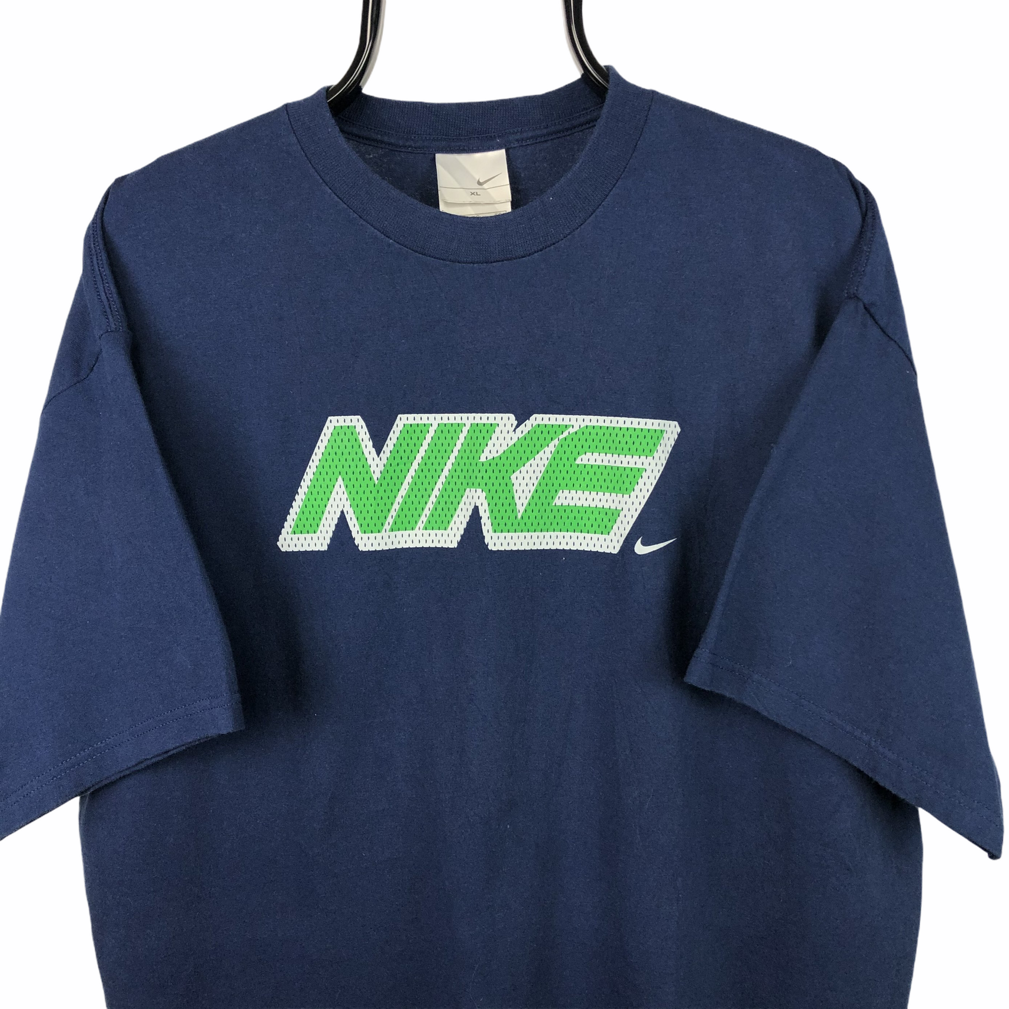 Vintage 90s Nike Spellout Tee in Navy & Green - Men's XL/Women's XXL