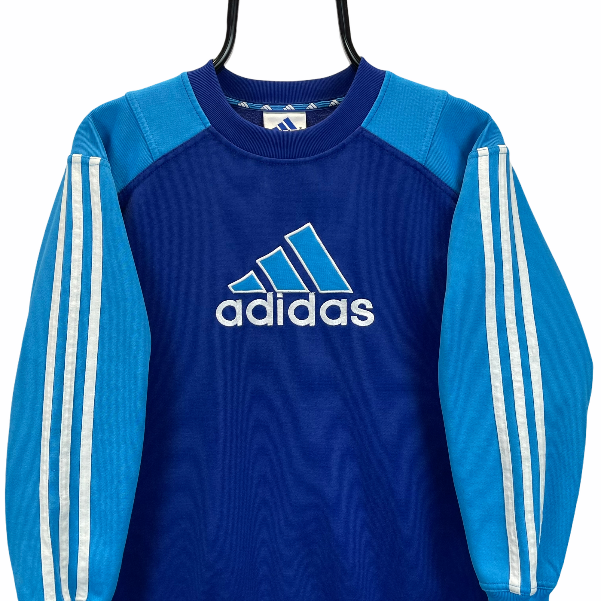 Vintage 90s Adidas Spellout Sweatshirt in Blue - Men's Small/Women's Medium