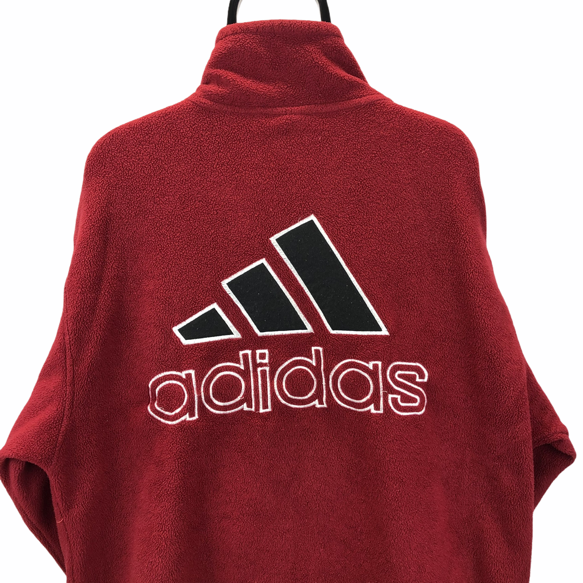 Vintage 90s Adidas Spellout Fleece in Red - Men's Large/Women's XL