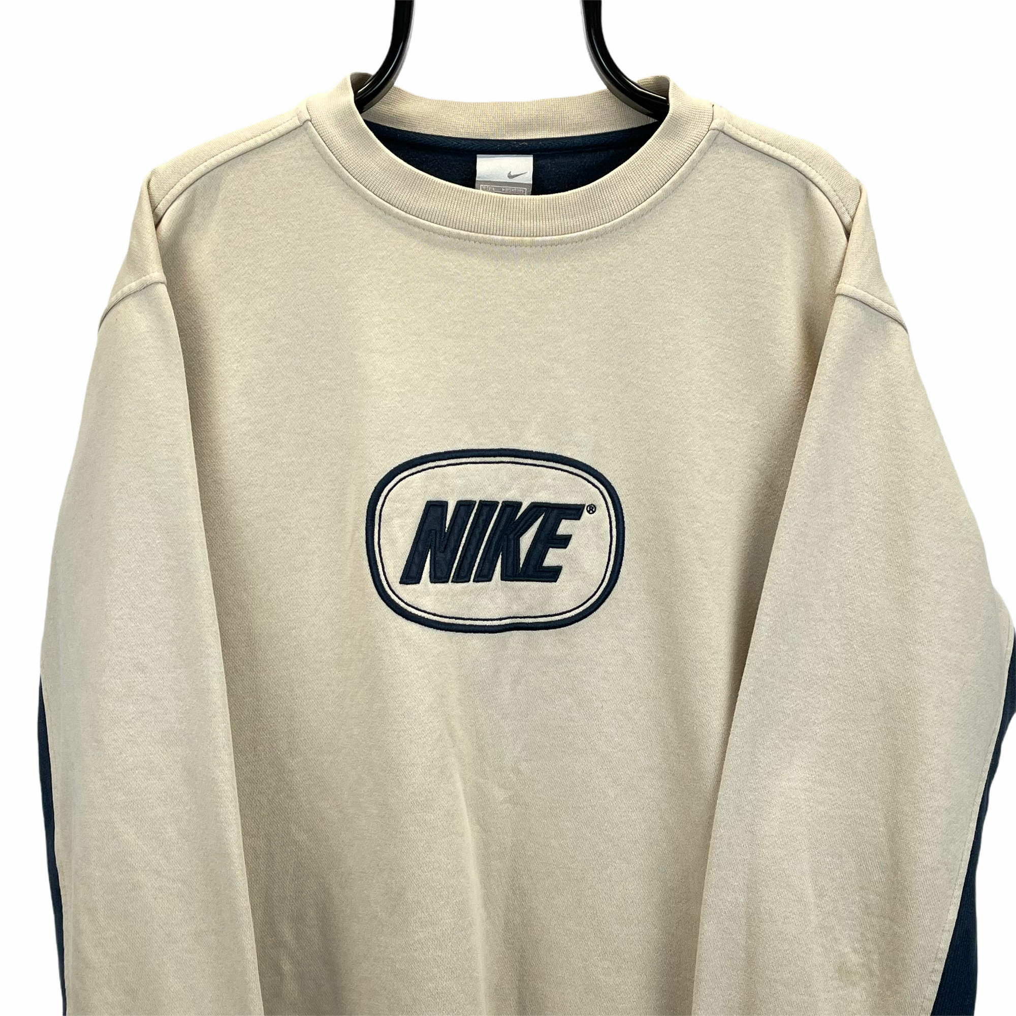Vintage Nike Spellout Sweatshirt in Beige - Men's Large/Women's XL