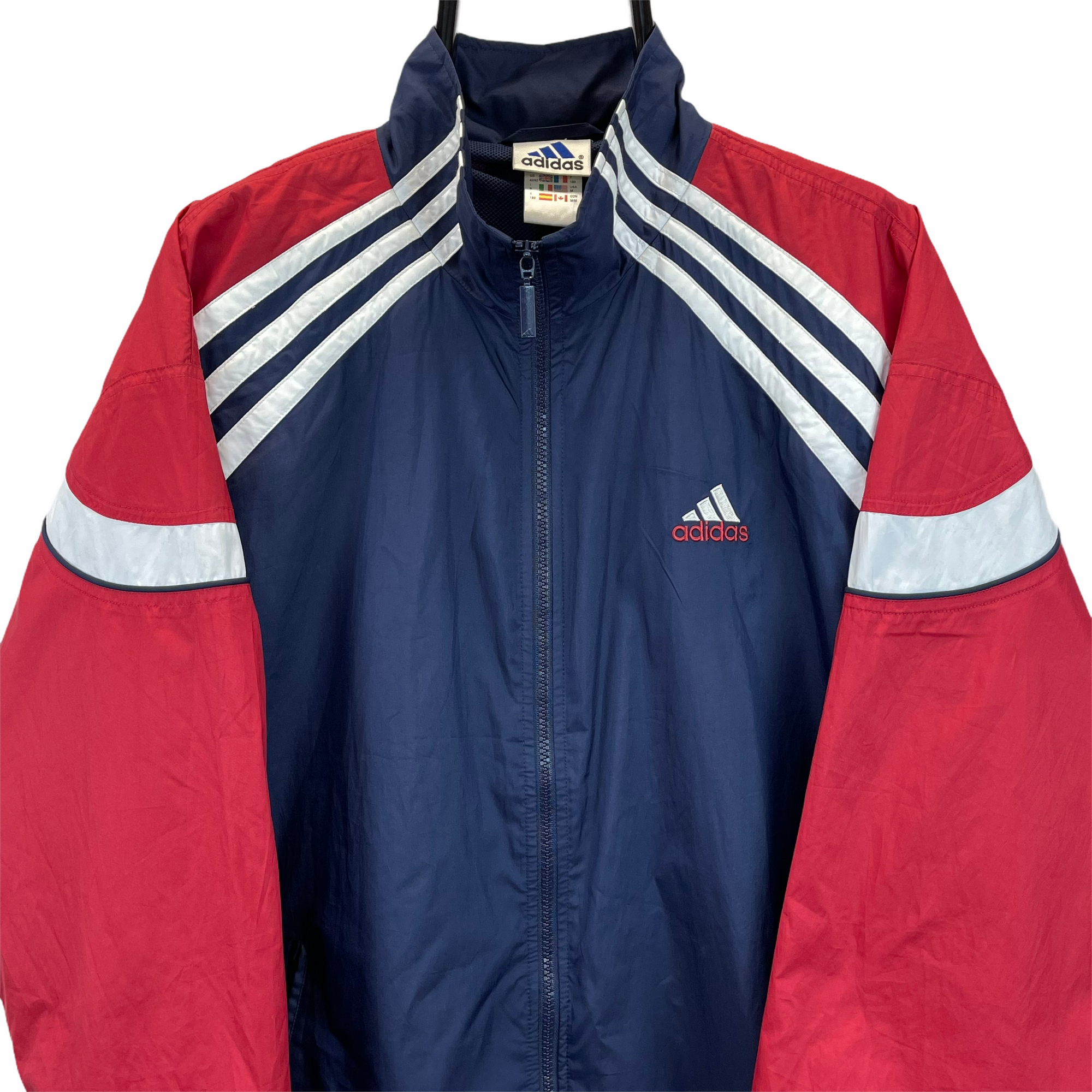 Vintage 90s Adidas Track Jacket in Red, Navy & White - Men's Large/Women's XL