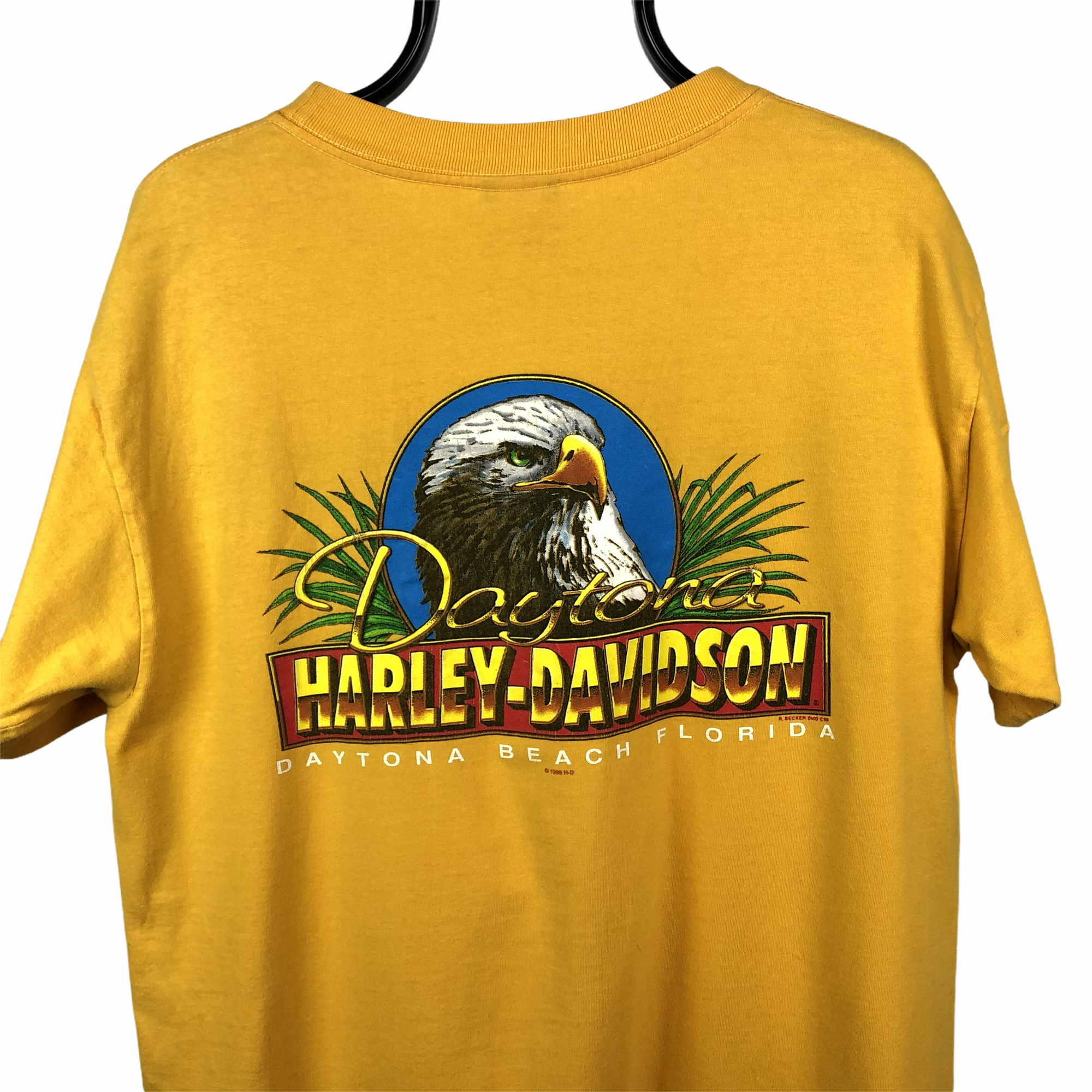 Vintage Harley Davidson Eagle Tee in Yellow - Men's Large/Women's XL