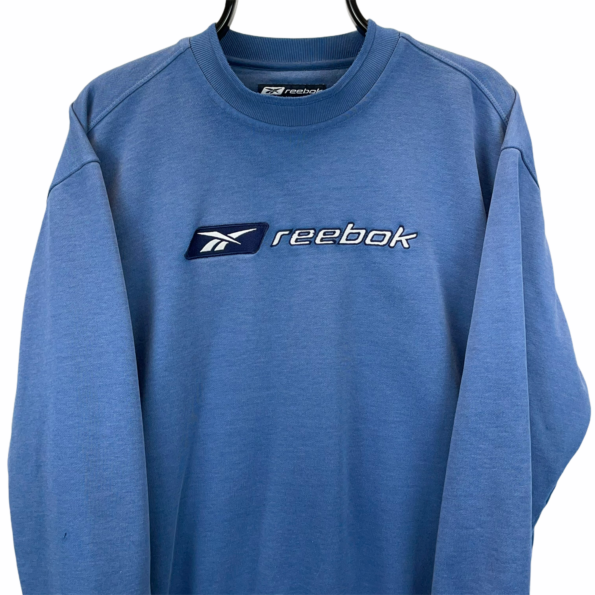 Vintage 90s Reebok Spellout Sweatshirt in Blue - Men's Medium/Women's Large