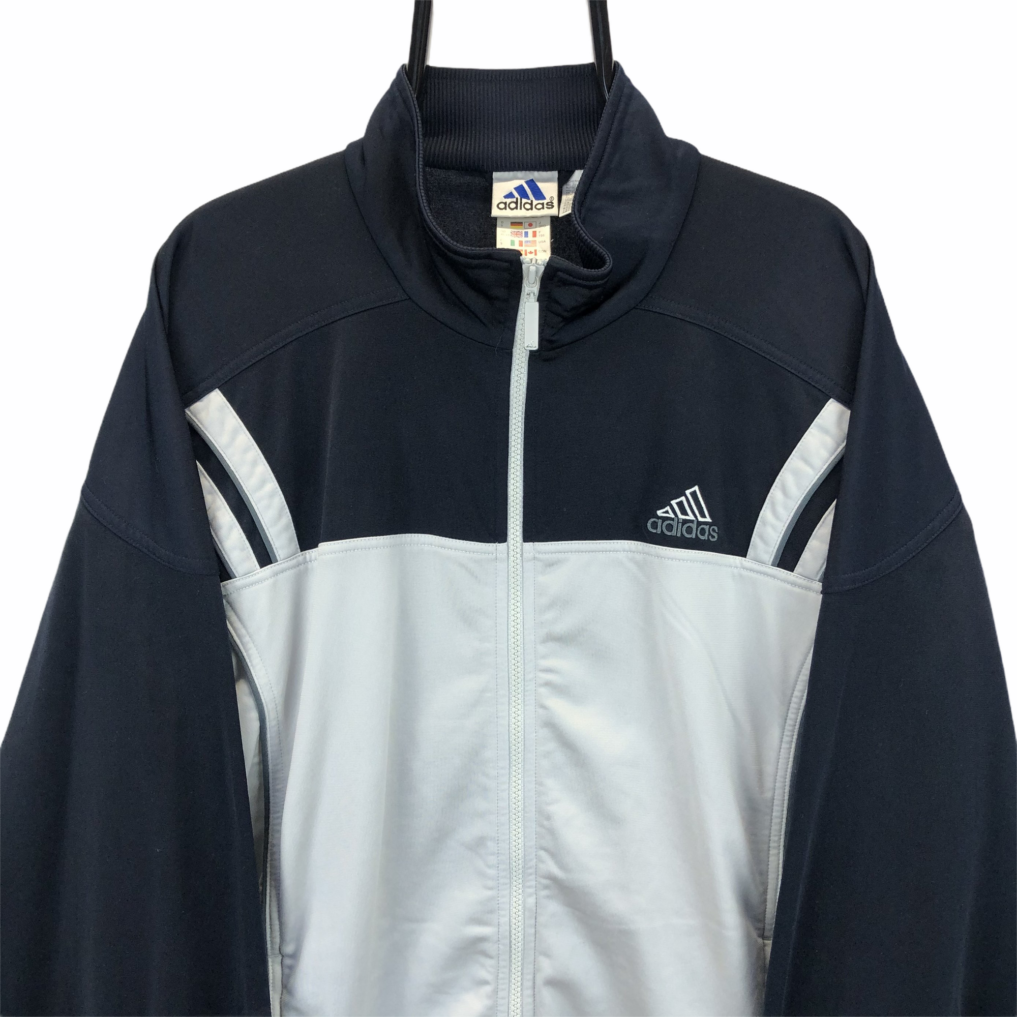 Vintage 90s Adidas Track Jacket in Navy/Silver - Men's XL/Women's XXL
