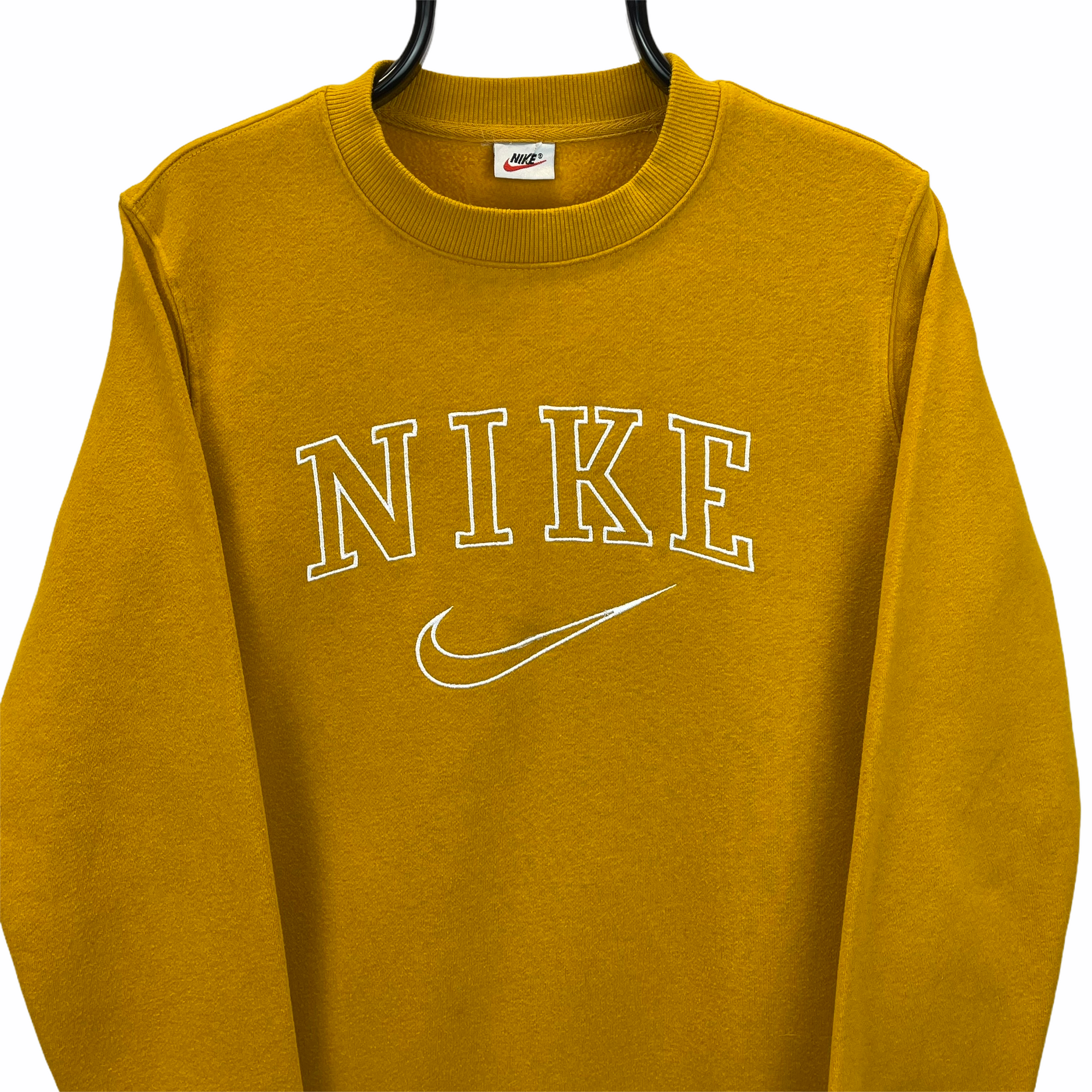 Vintage 90s Nike Spellout Sweatshirt in Mustard - Men's Small/Women's Medium