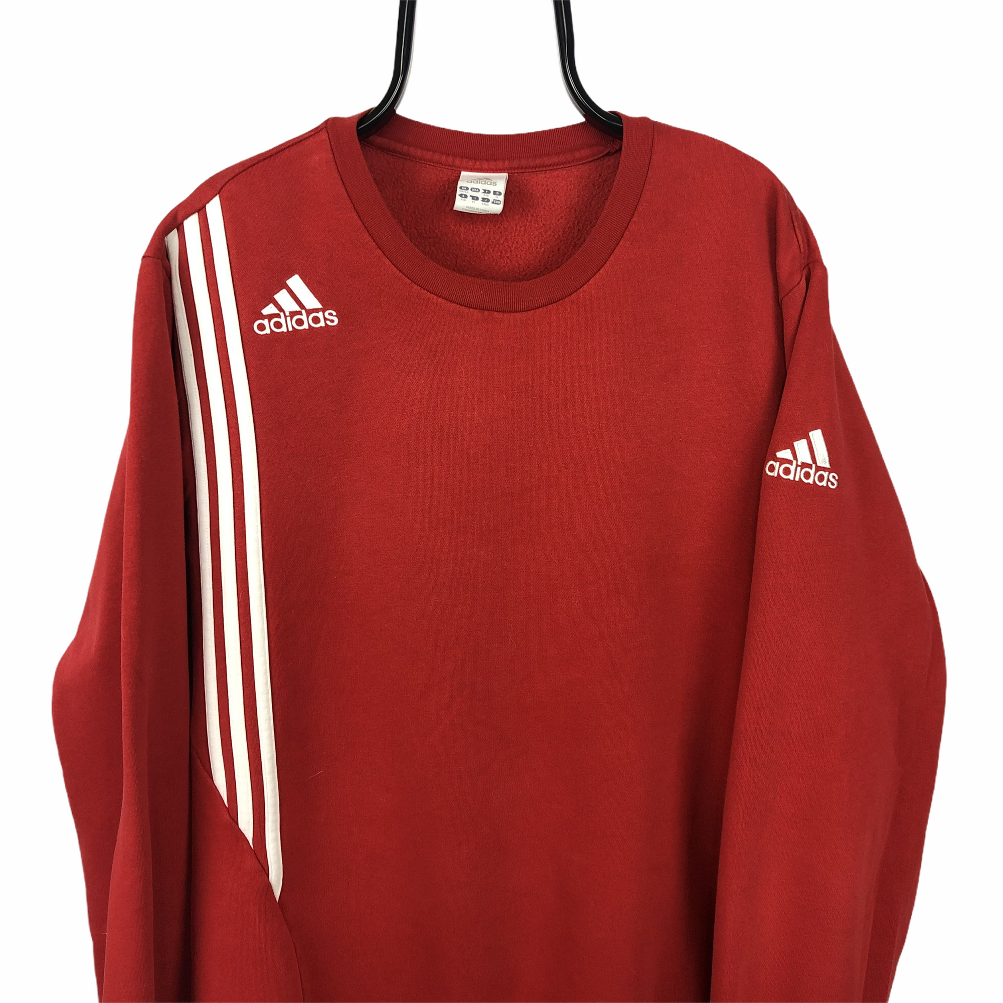 Vintage Adidas Embroidered Small Logo Sweatshirt in Red/White - Men's XXL/Women's XXXL