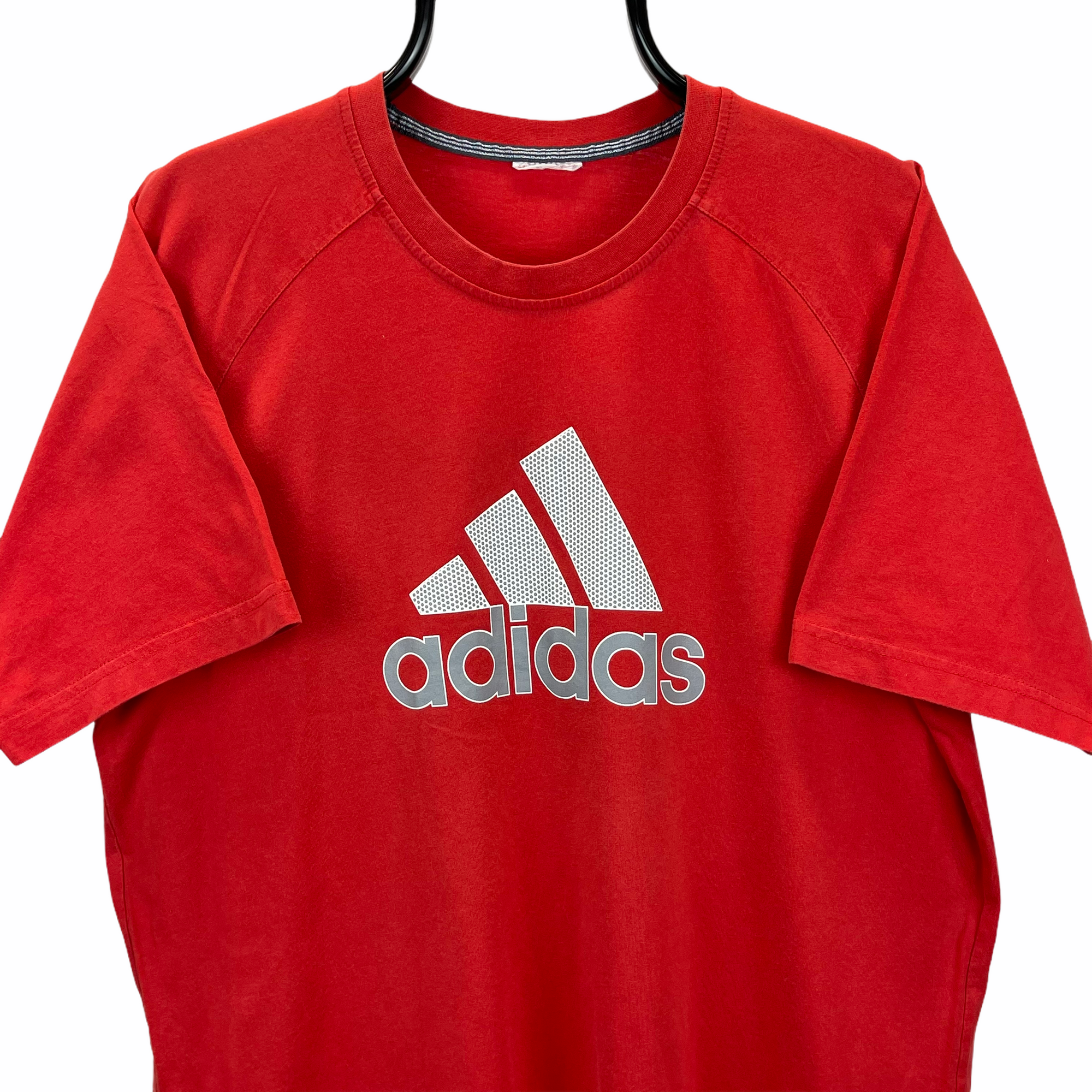 VINTAGE ADIDAS SPELLOUT TEE IN RED - MEN'S LARGE/WOMEN'S XL