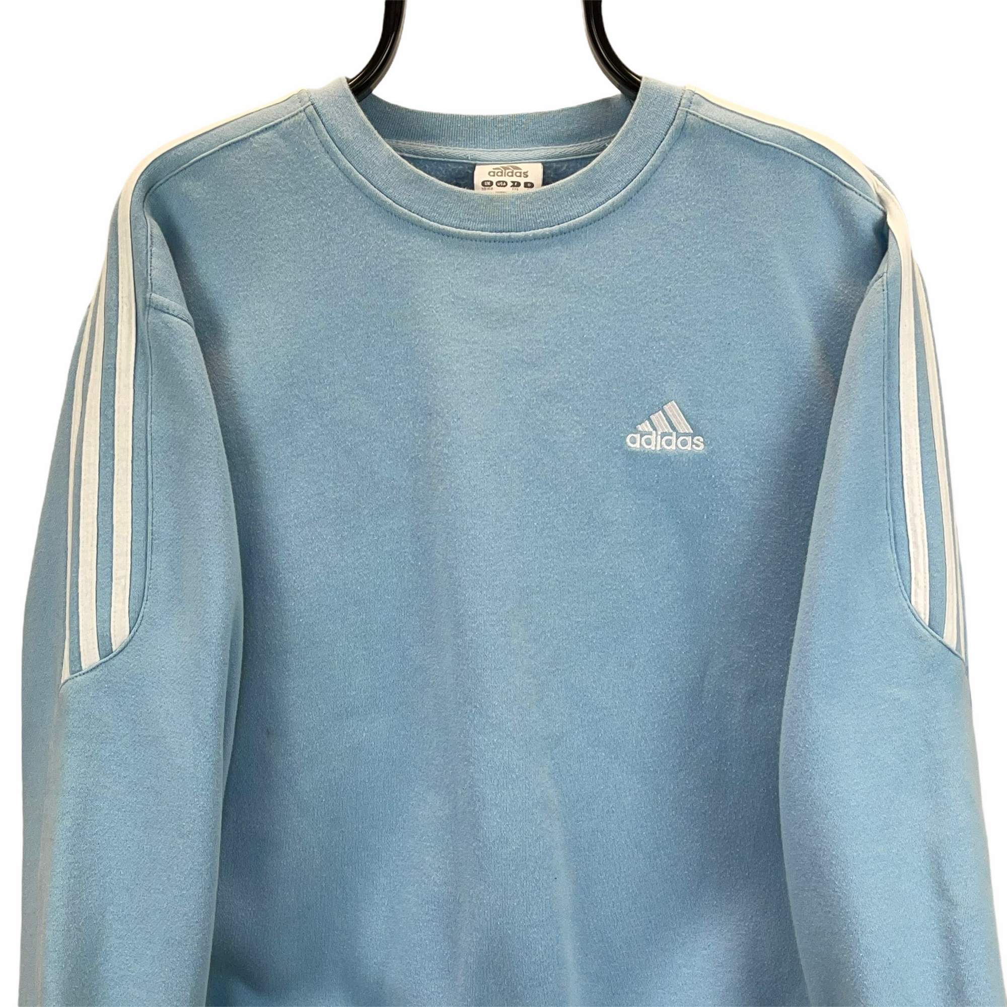 Vintage Adidas Embroidered Small Logo Sweatshirt in Baby Blue - Men's Medium/Women's Large