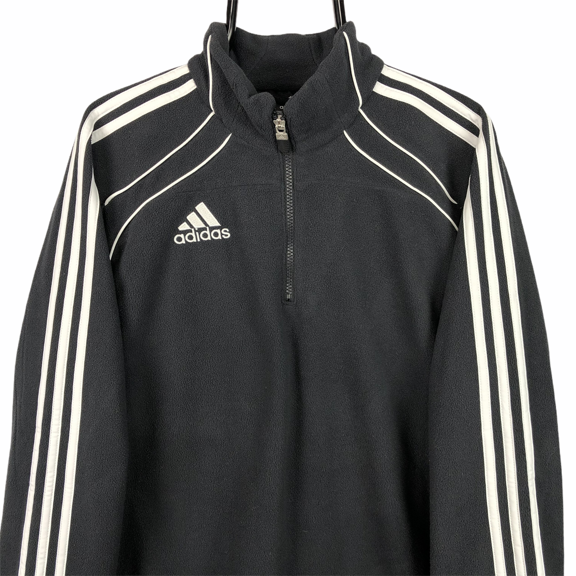 Adidas 1/4 Zip Fleece in Black/White - Men's Medium/Women's Large