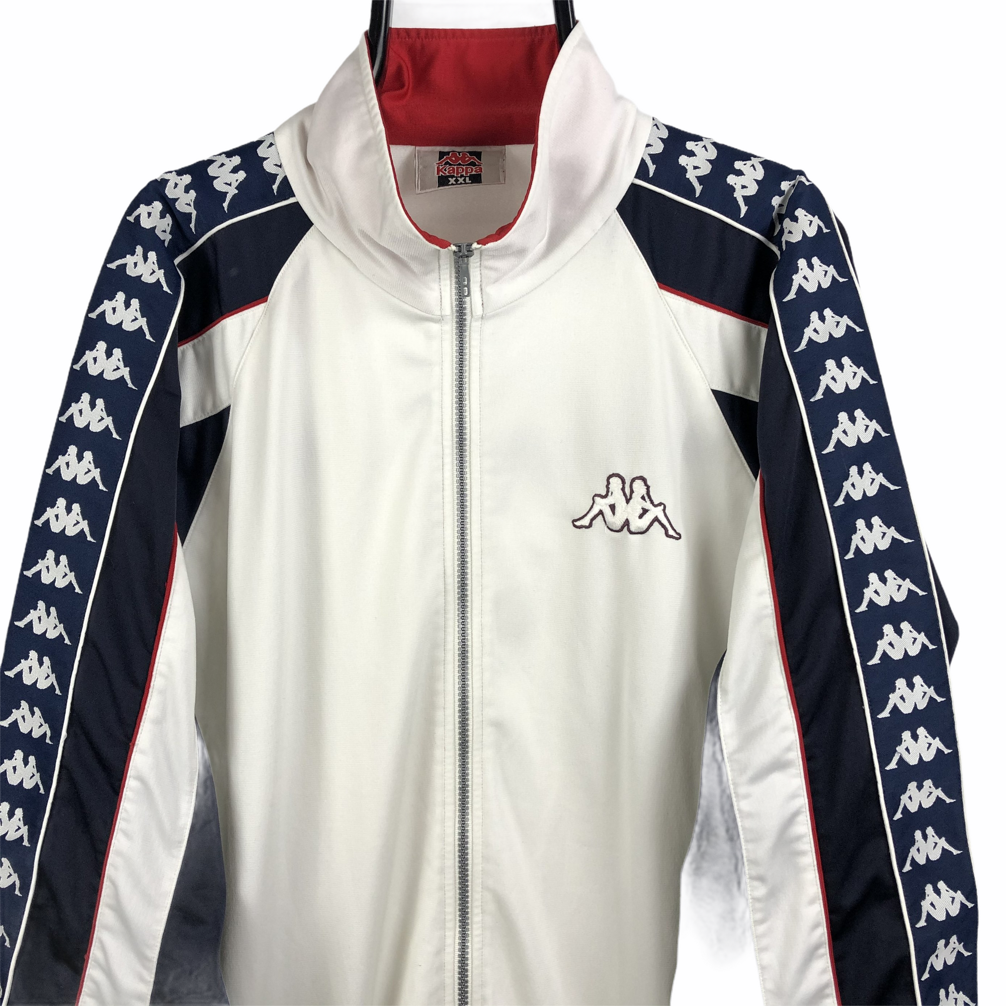 Vintage Kappa Track Jacket in White/Navy - Men's XL/Women's XXL