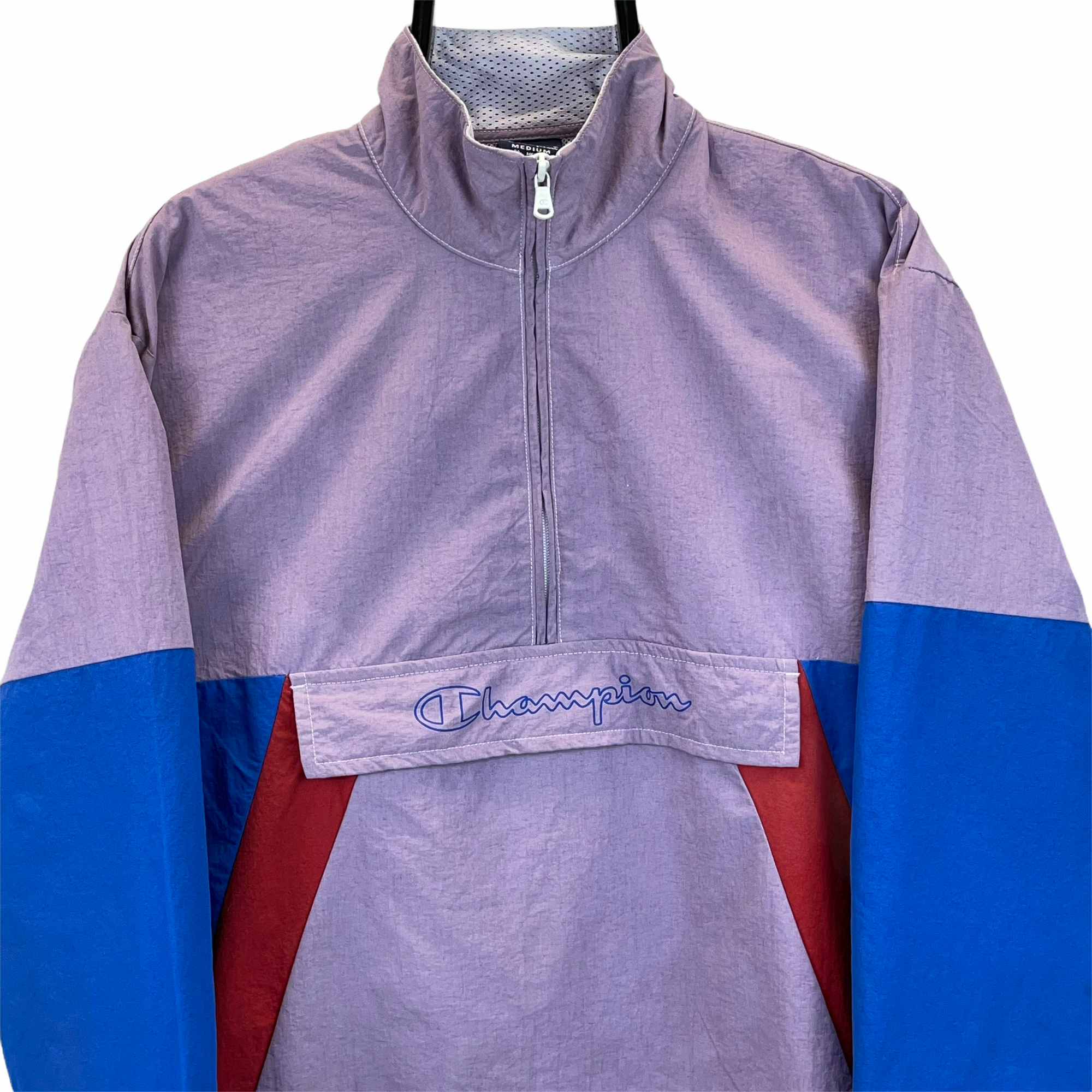 Vintage Champion Spellout 1/4 Zip Track Jacket - Men's Medium/Women's Large