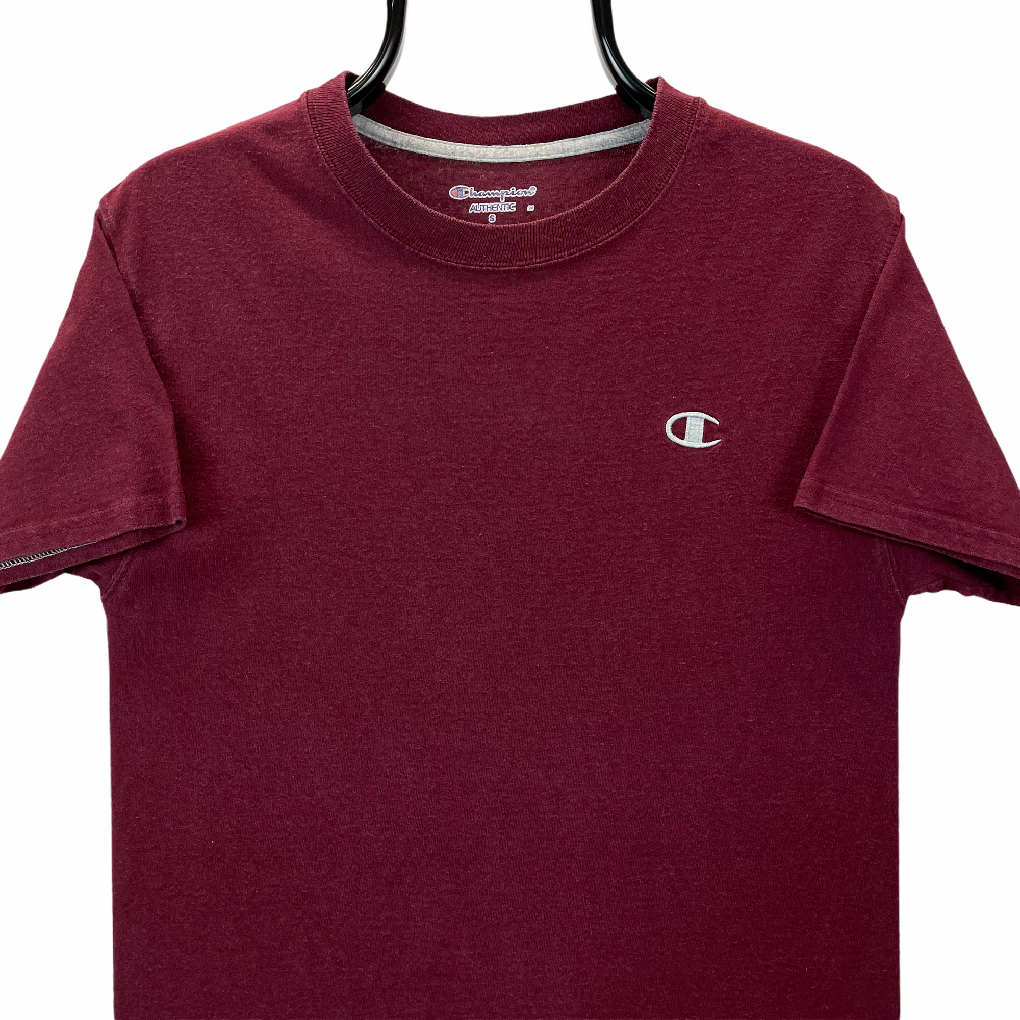 VINTAGE CHAMPION EMBROIDERED SMALL LOGO TEE IN MAROON - MEN'S SMALL/WOMEN'S MEDIUM