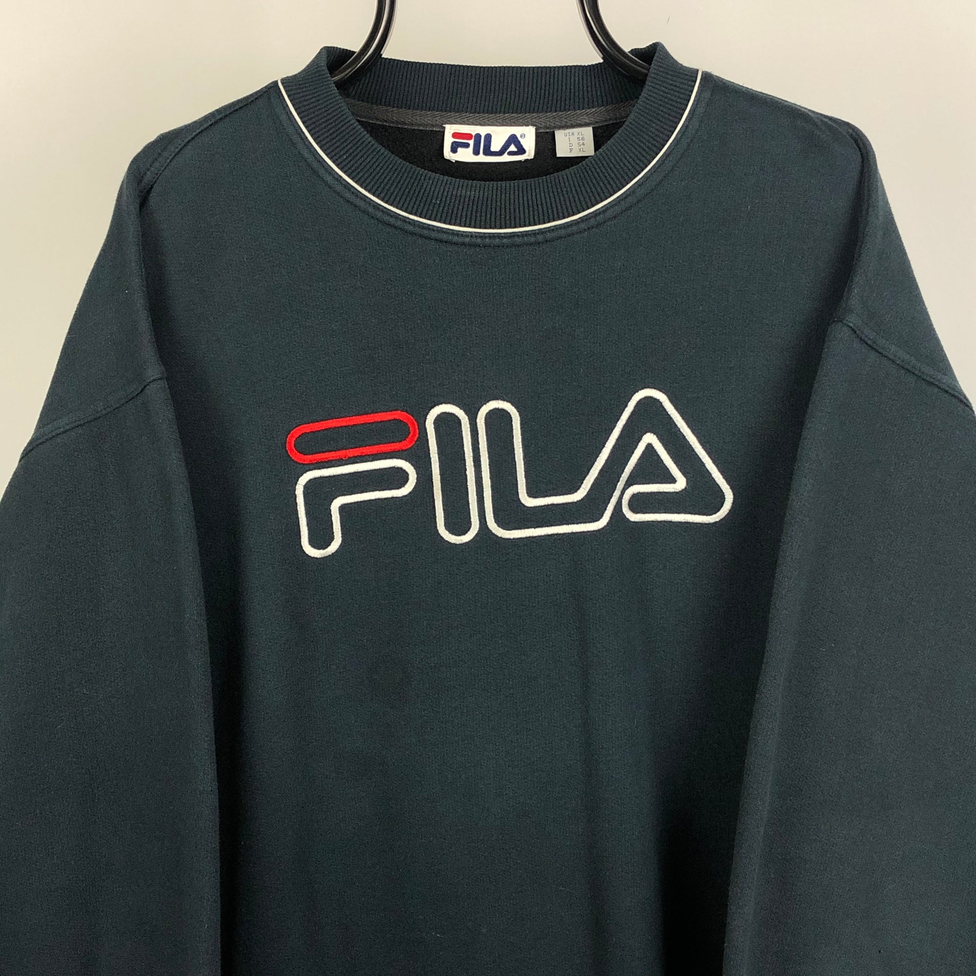 Vintage Fila Spellout Sweatshirt in Black - Men's XL/Women's XXL