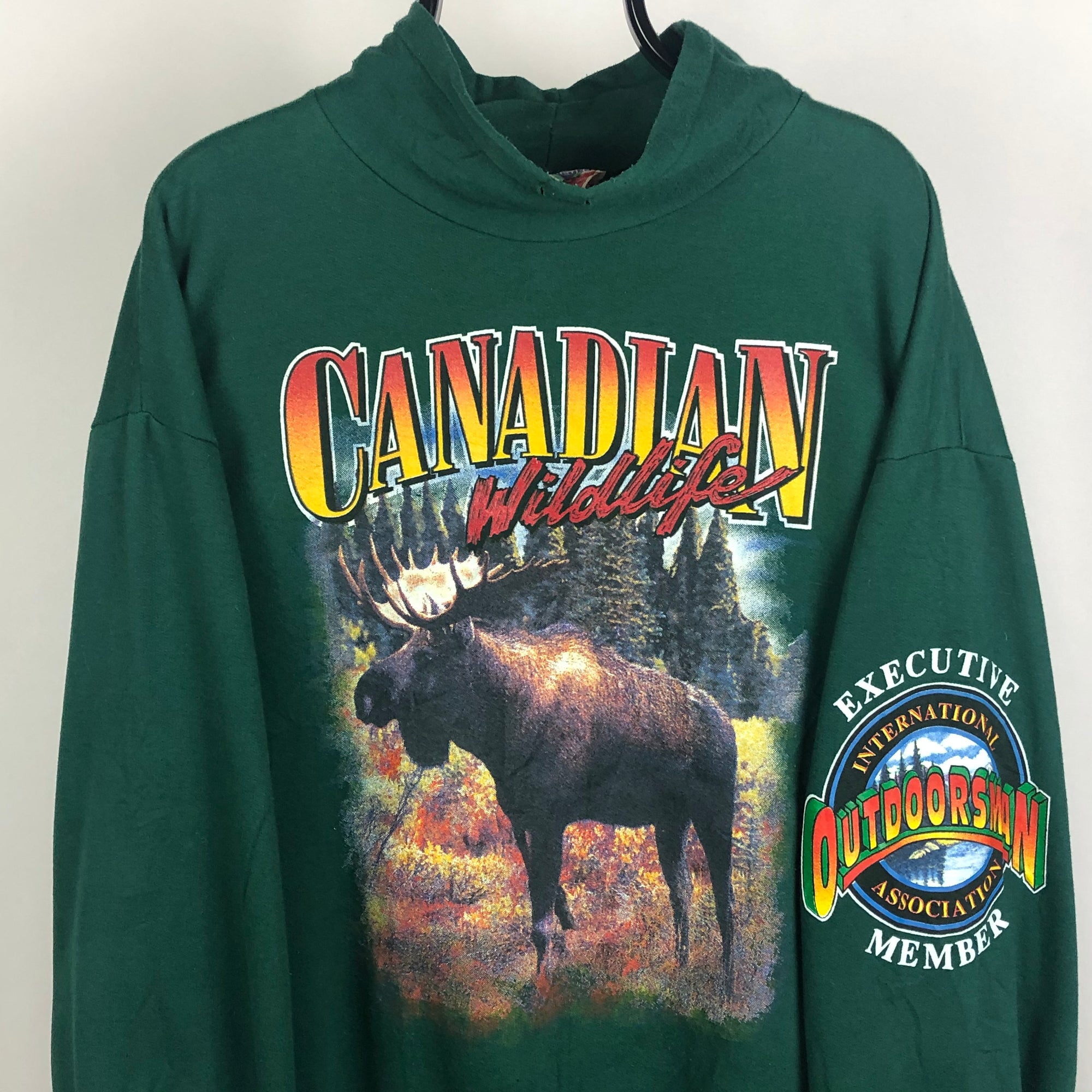 Vintage 'Canadian Wildlife' Sweatshirt in Green - Men's XL/Women's XXL
