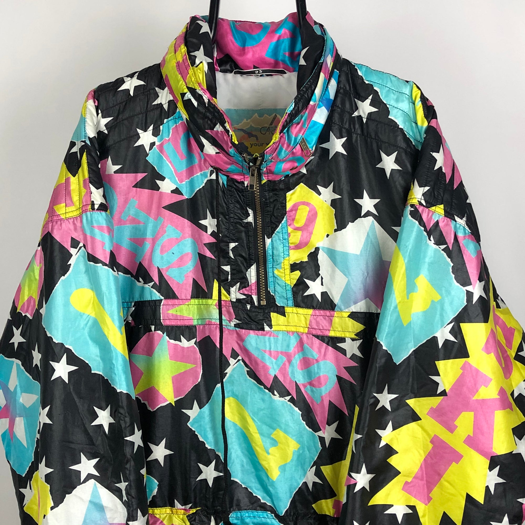 Vintage Crazy Stars Print 1/4 Zip Jacket - Men's XXL/Women's XXXL