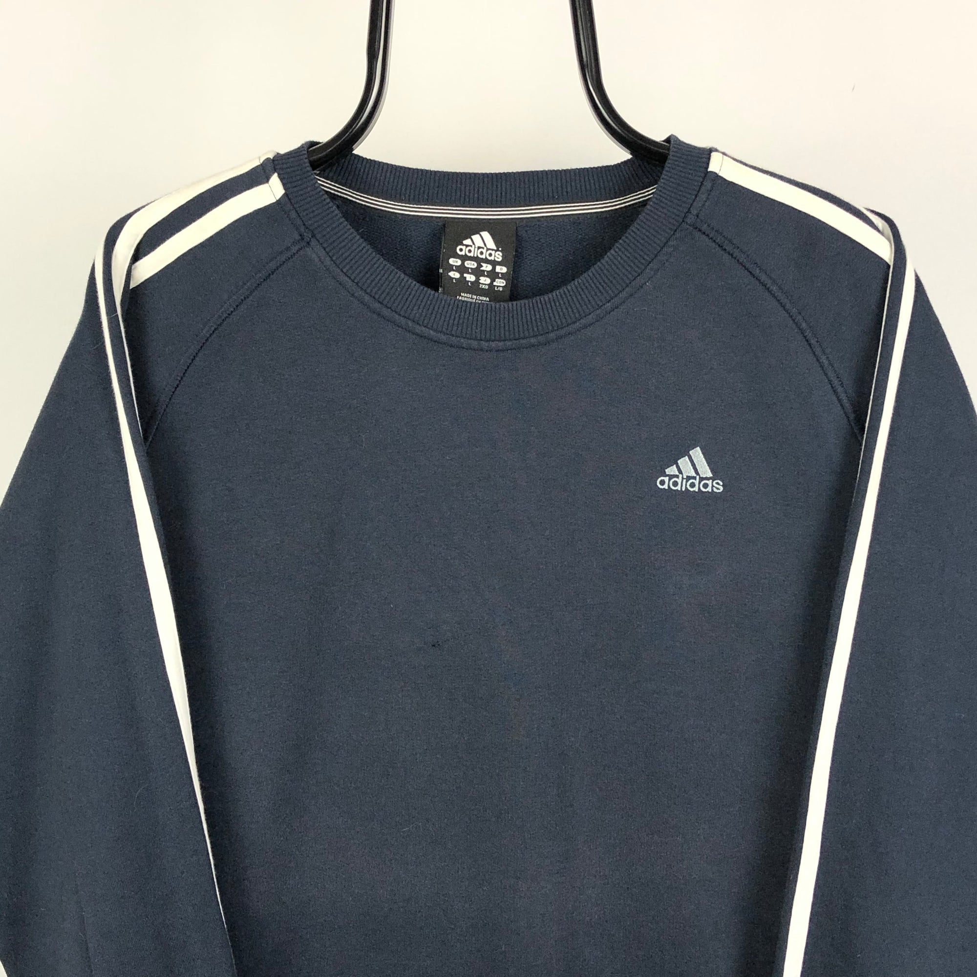 Adidas Embroidered Small Logo Sweatshirt in Navy/White - Men's Large/Women's XL
