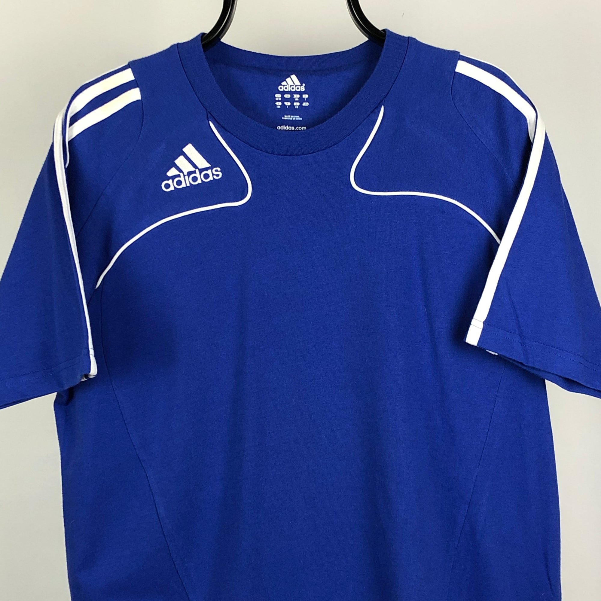 Adidas Embroidered Small Logo Tee in Blue/White - Men's Large/Women's XL