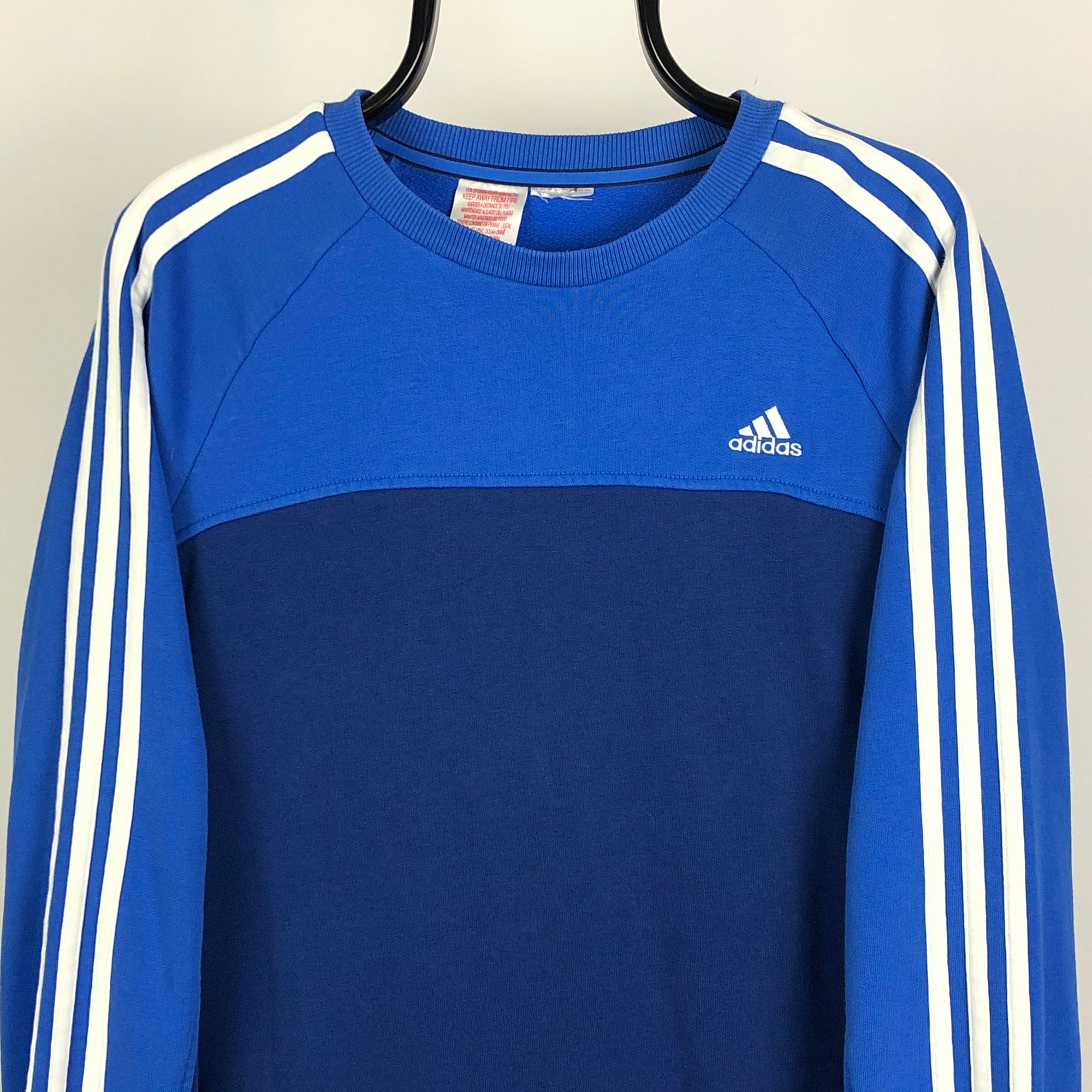 Adidas Embroidered Small Logo Sweatshirt in Blue/Navy - Men's Small/Women's Medium